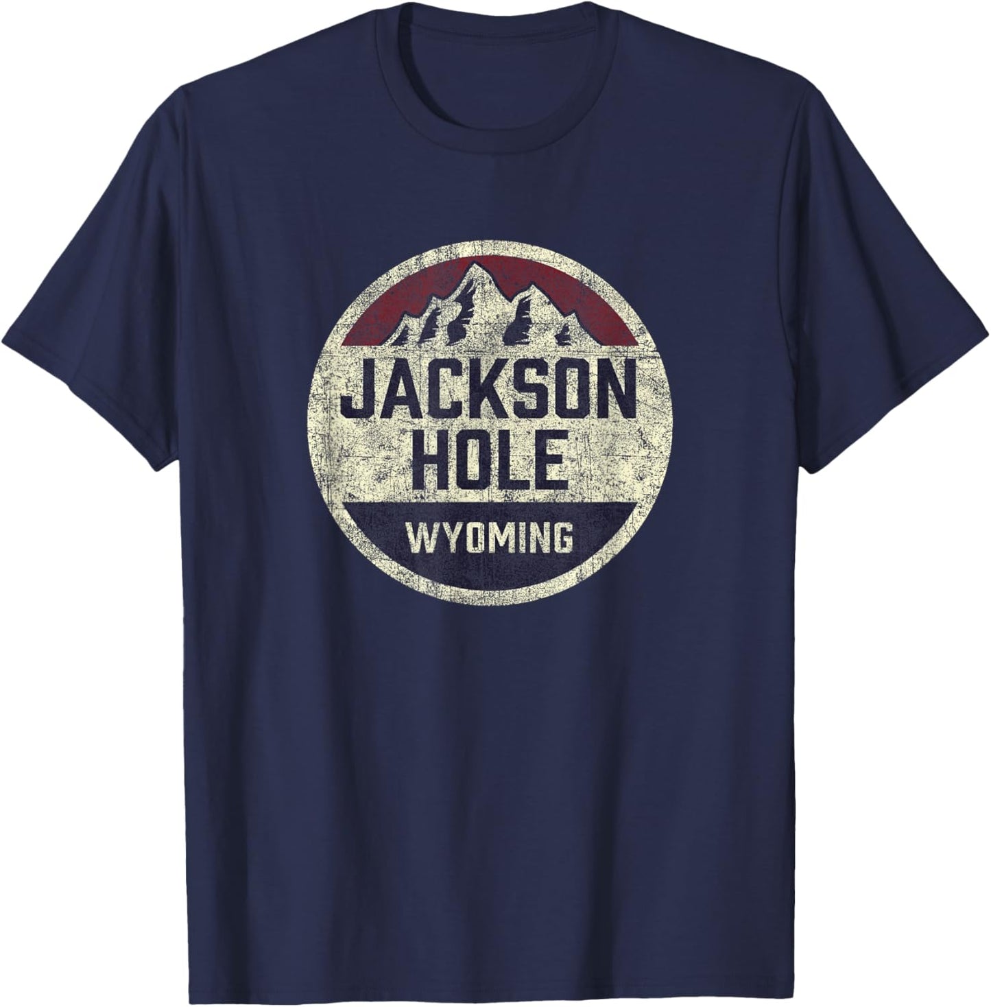 Vintage Jackson Hole Wyoming Souvenir Retro Hiking Graphic T-Shirt - T-Shirt | Navy