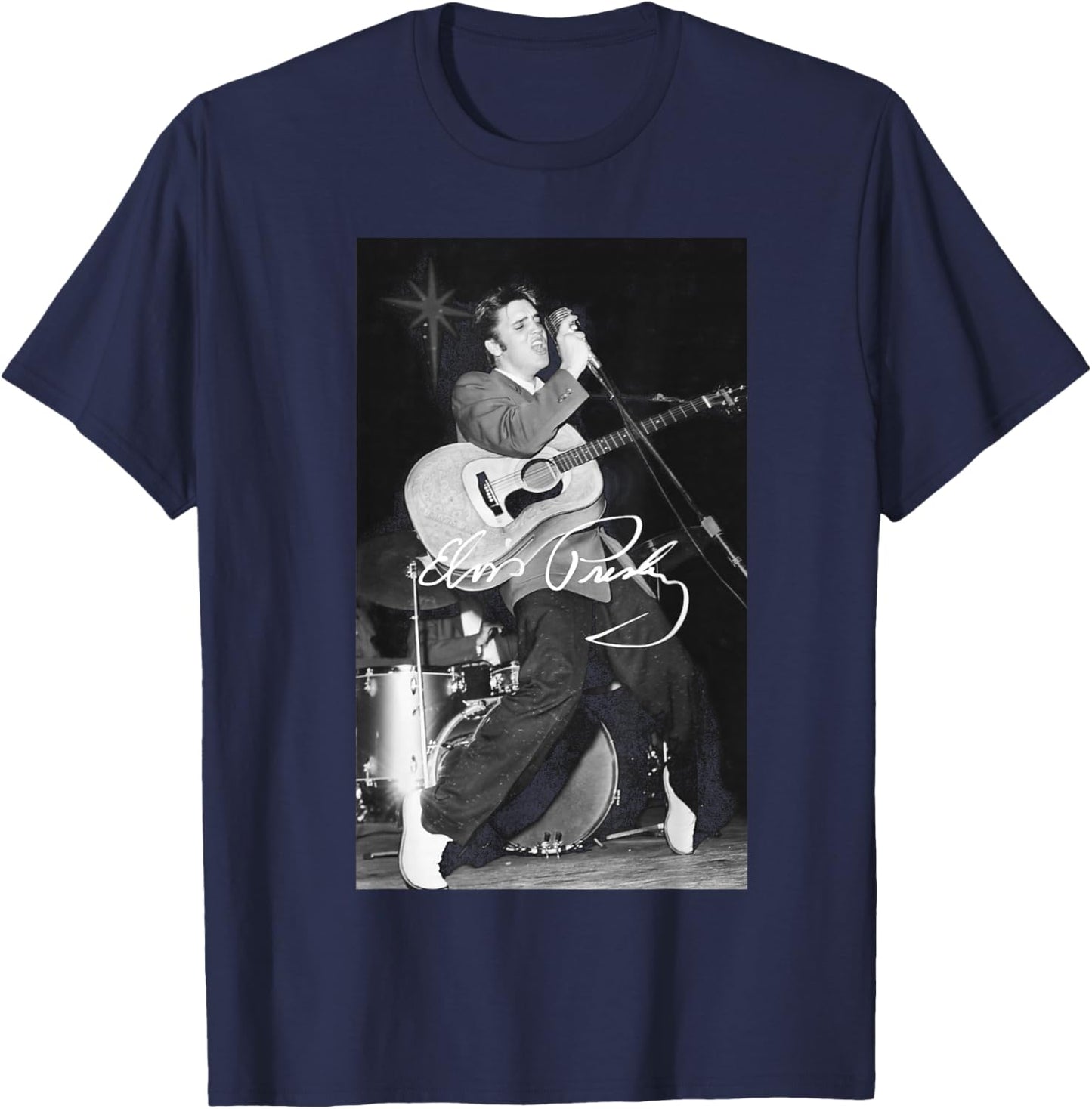 Elvis Presley B&W Gitarre T-Shirt - T-Shirt | Navy