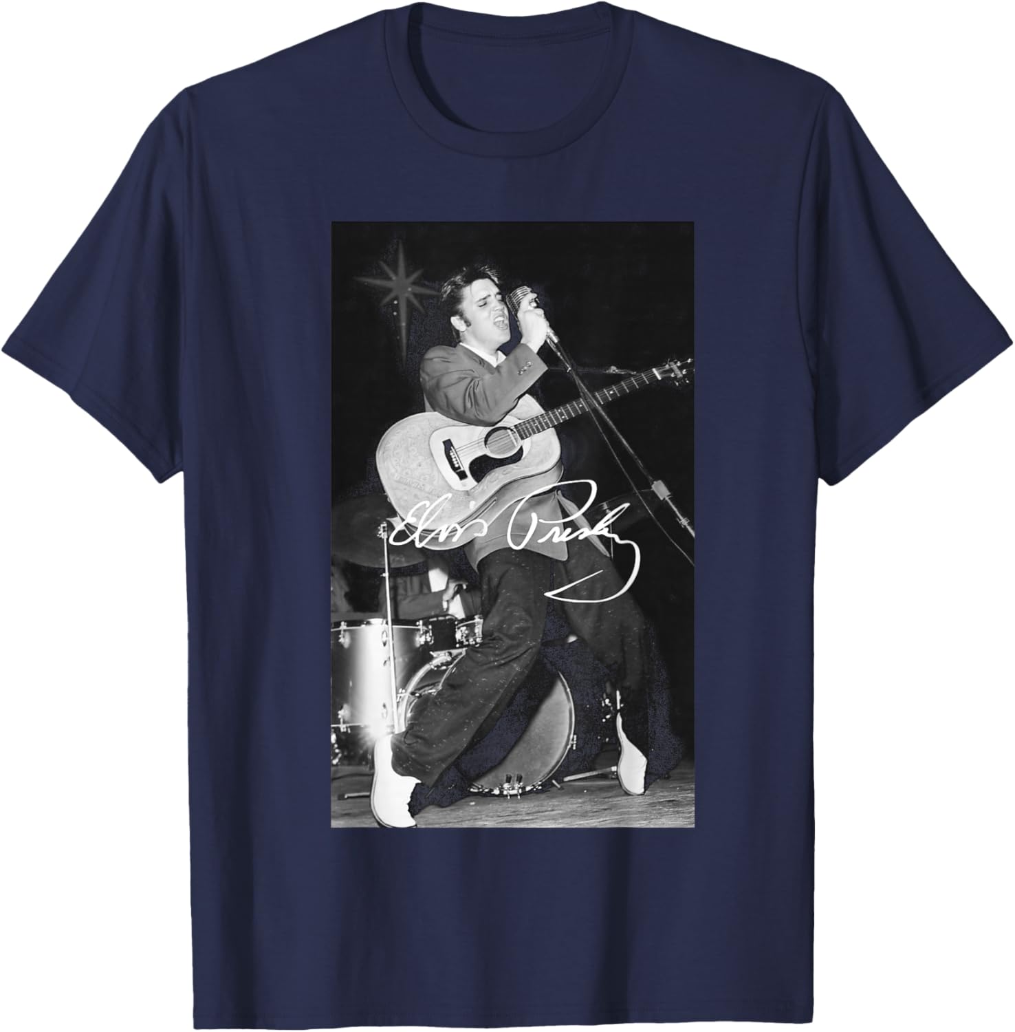 Elvis Presley B&W Gitarre T-Shirt - T-Shirt | Navy