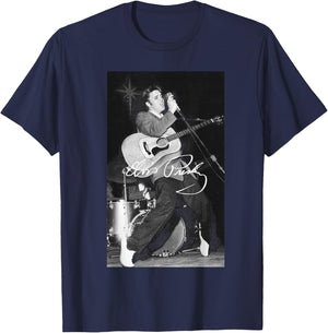 Elvis Presley B&W Gitarre T-Shirt - T-Shirt | Navy