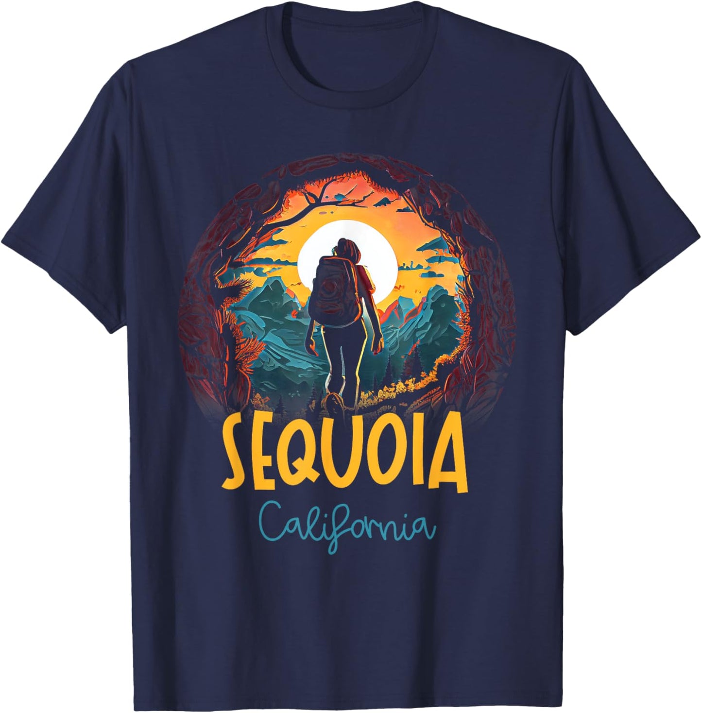 Sequoia California Souvenir Hiking T-Shirt - T-Shirt | Navy