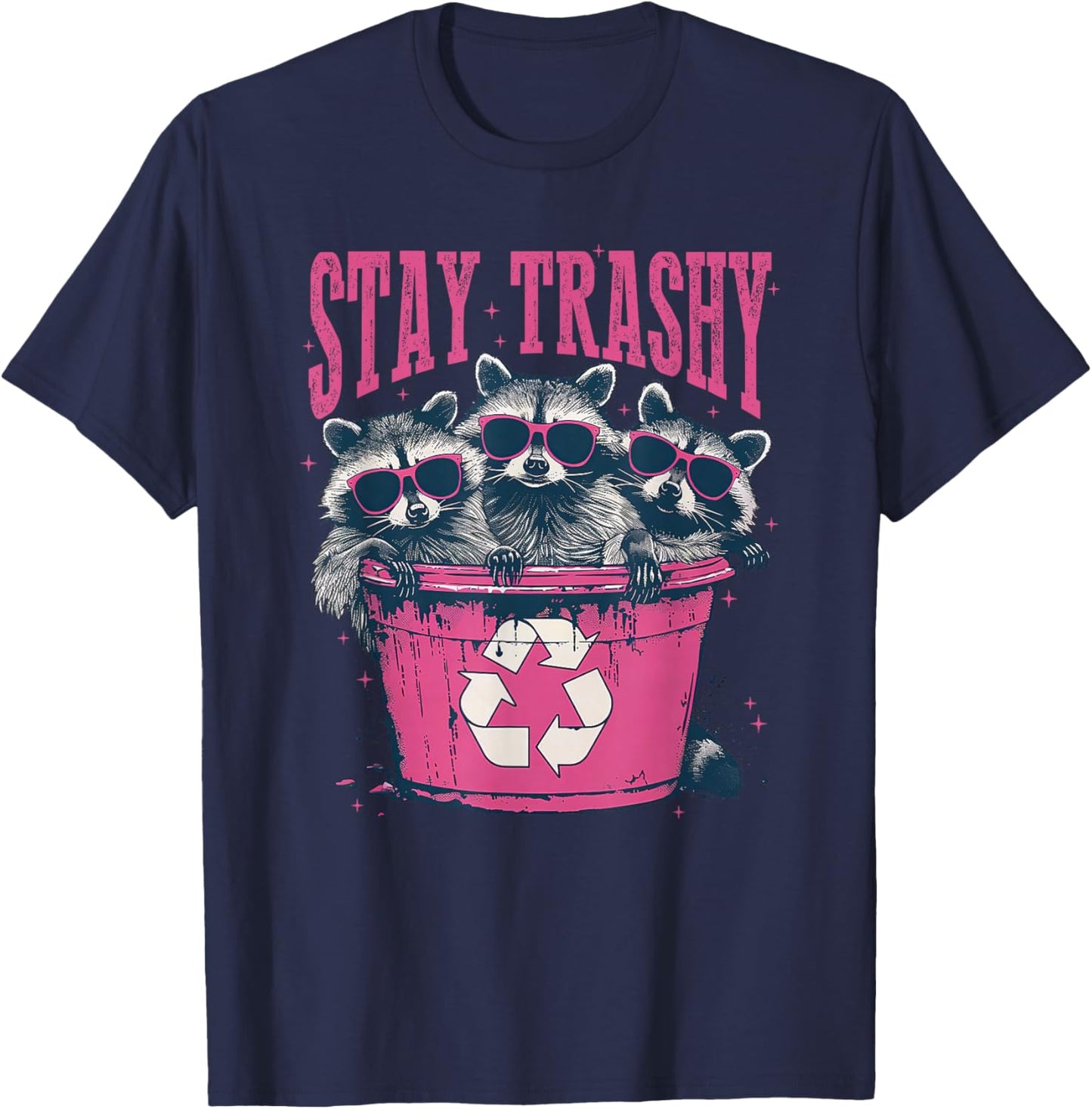 Stay Trashy Raccoon T-Shirt - T-Shirt | Navy