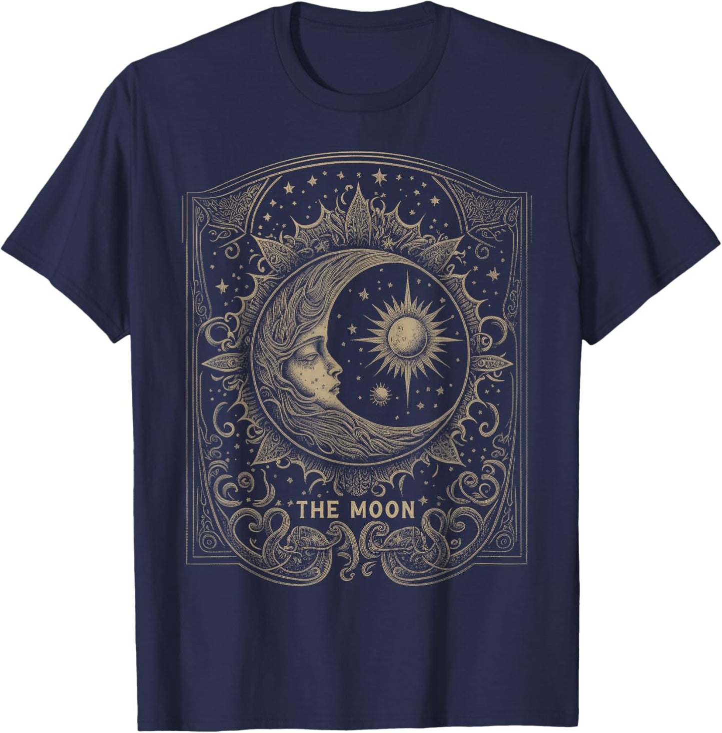 The Moon Tarot Card Goth Emo Occult Graphic Women Girls T-Shirt - T-Shirt | Navy