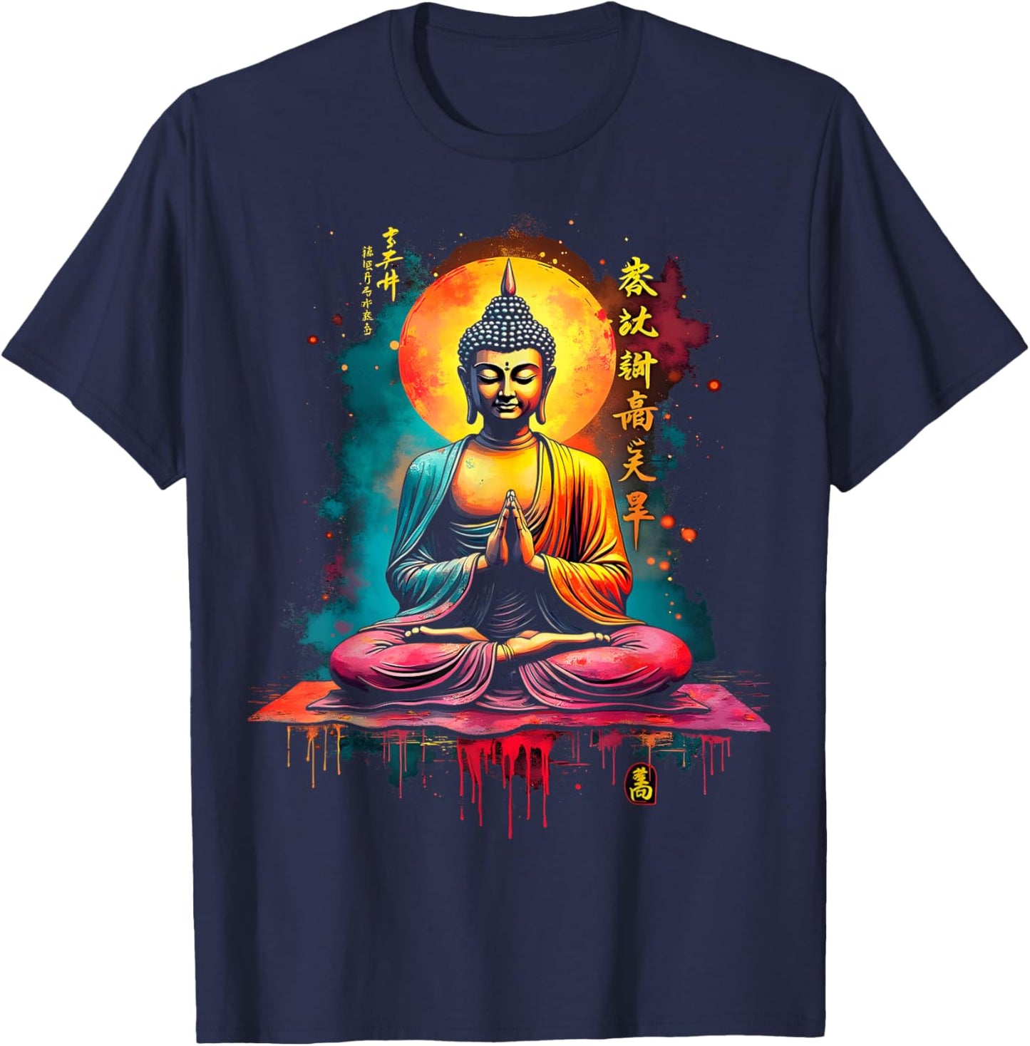 Vibrant Buddha Radiant Moon T-Shirt - T-Shirt | Navy