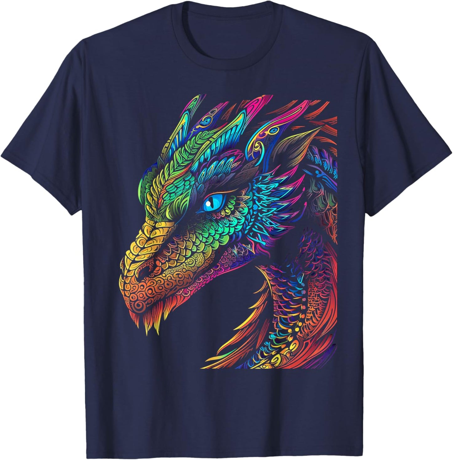 Dragon Colorful Abstract Animal Art Graphic Dragon T-Shirt - T-Shirt | Navy