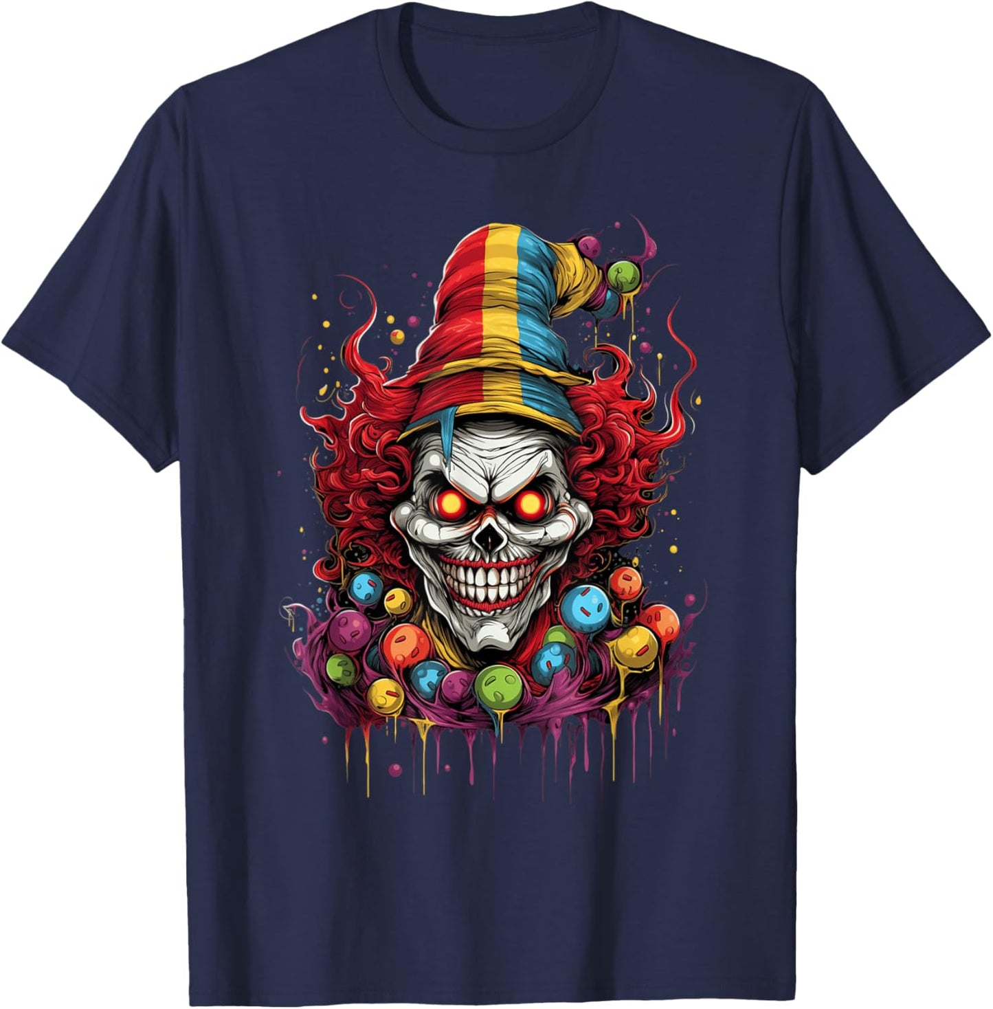 Terrifying Scary Evil Killer Clown T-Shirt - T-Shirt | Navy