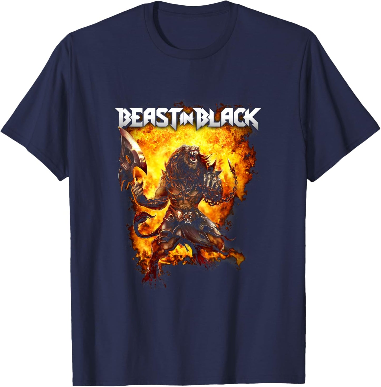 Beast In Black Herren Damen Schwarz Crew-Ausschnitt Klassisch Standardlänge Polyester 100% S T-Shirt - T-Shirt | Navy