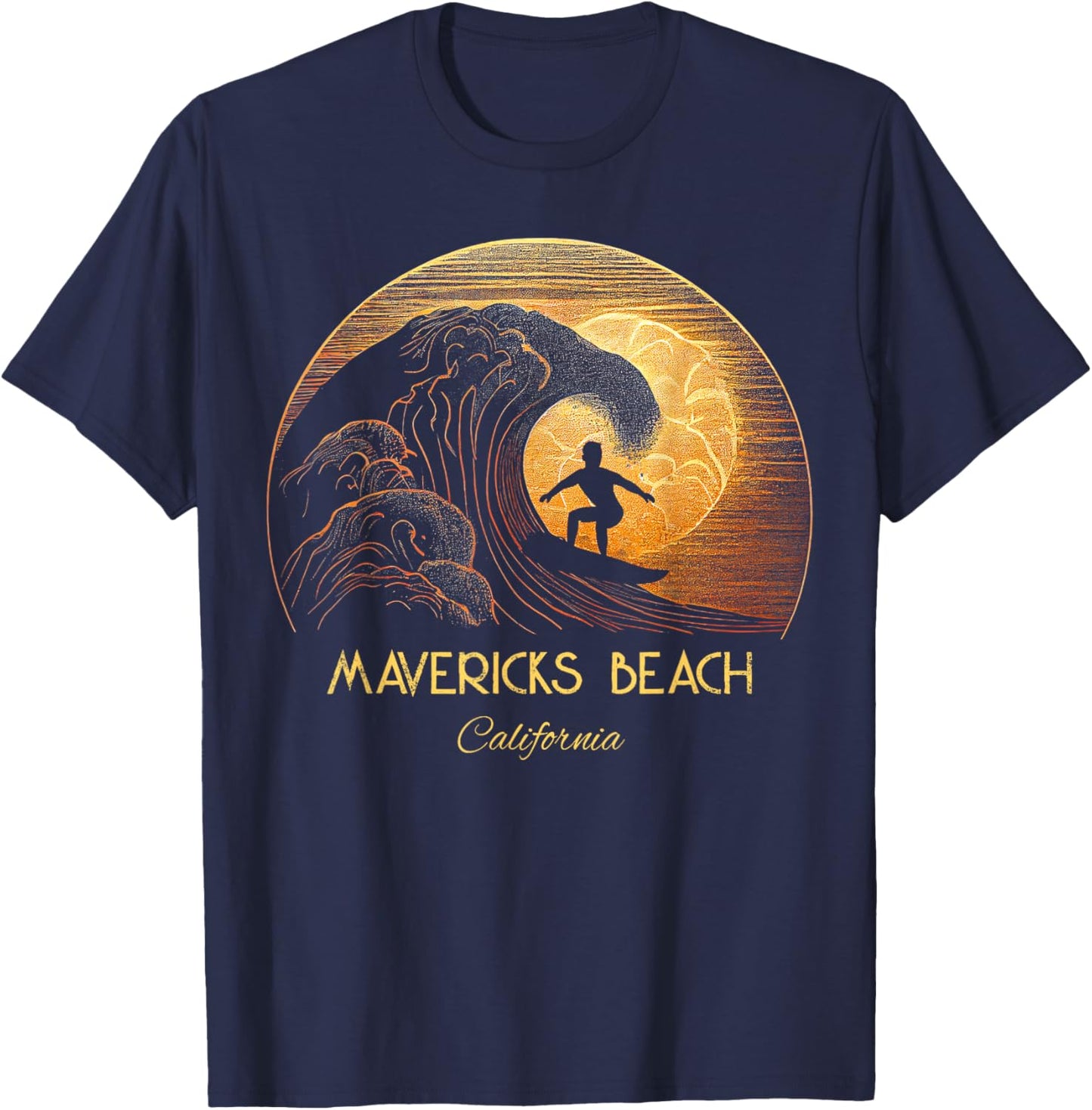 Mavericks Beach California T-Shirt - T-Shirt | Navy