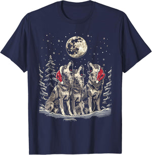 Wolf - Funny Merry Christmas Santa Matching Family Holiday T-Shirt - T-Shirt | Navy