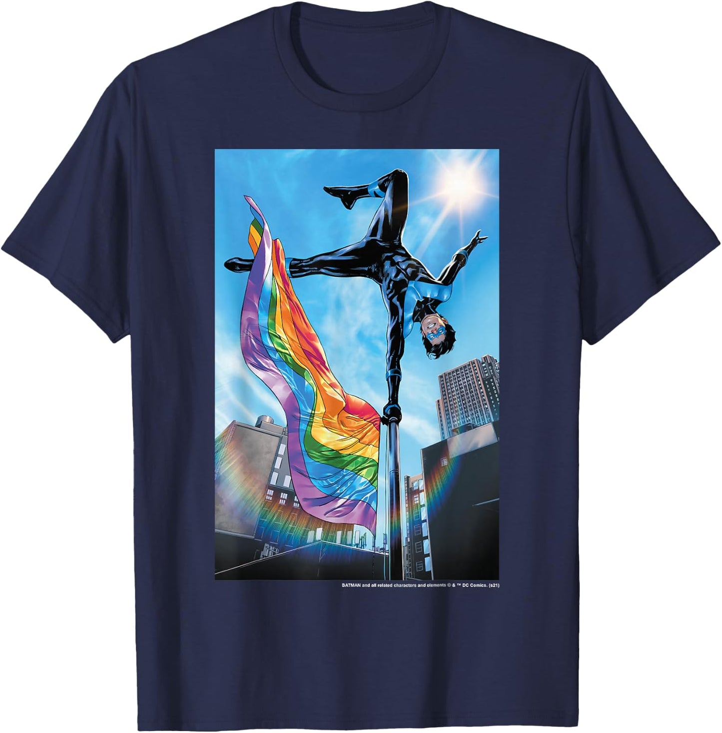 DC Comics Pride Nightwing Flag Flip T-Shirt - T-Shirt | Navy