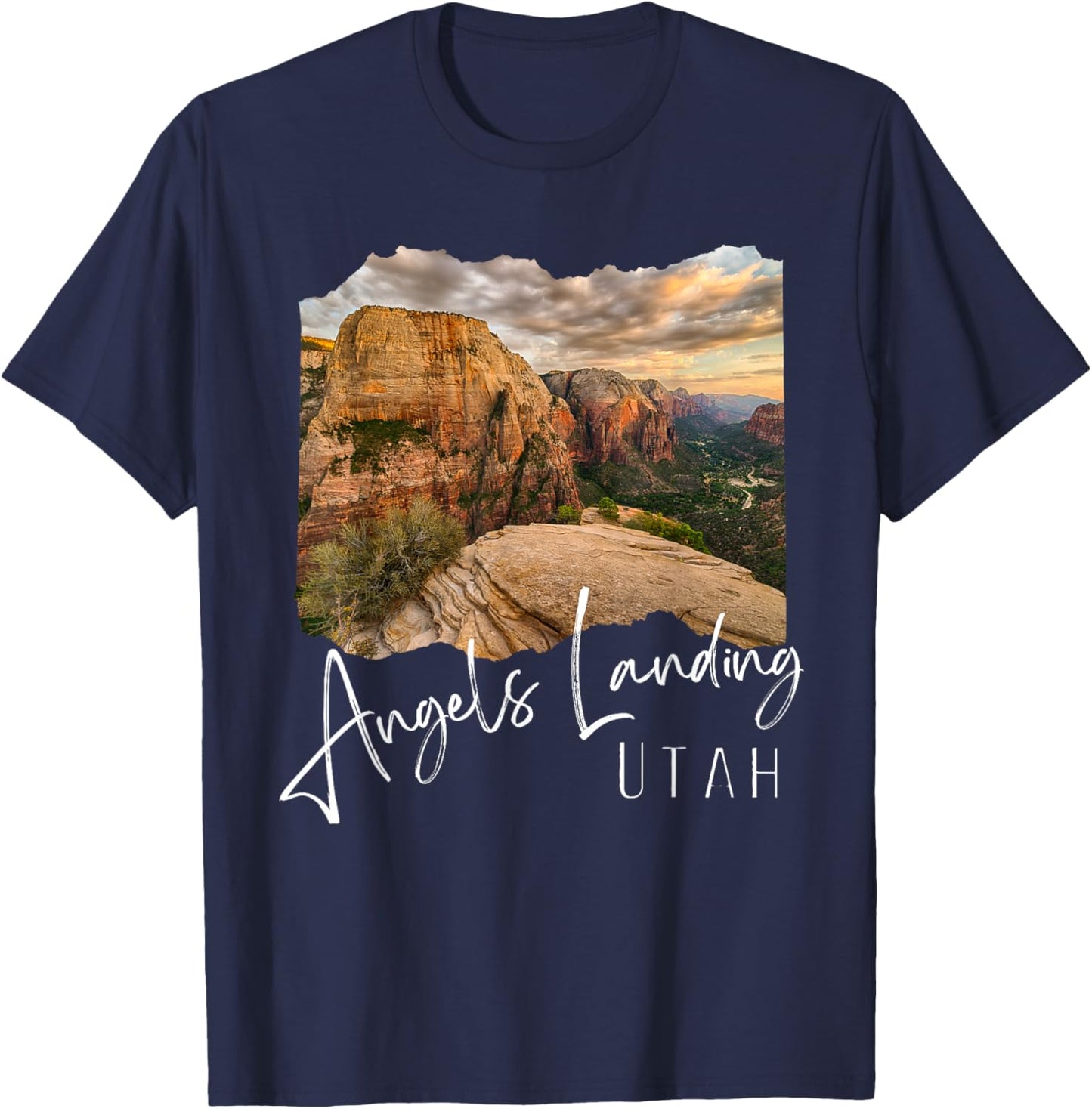 Retro Utah, Angels Landing T-Shirt - T-Shirt | Navy