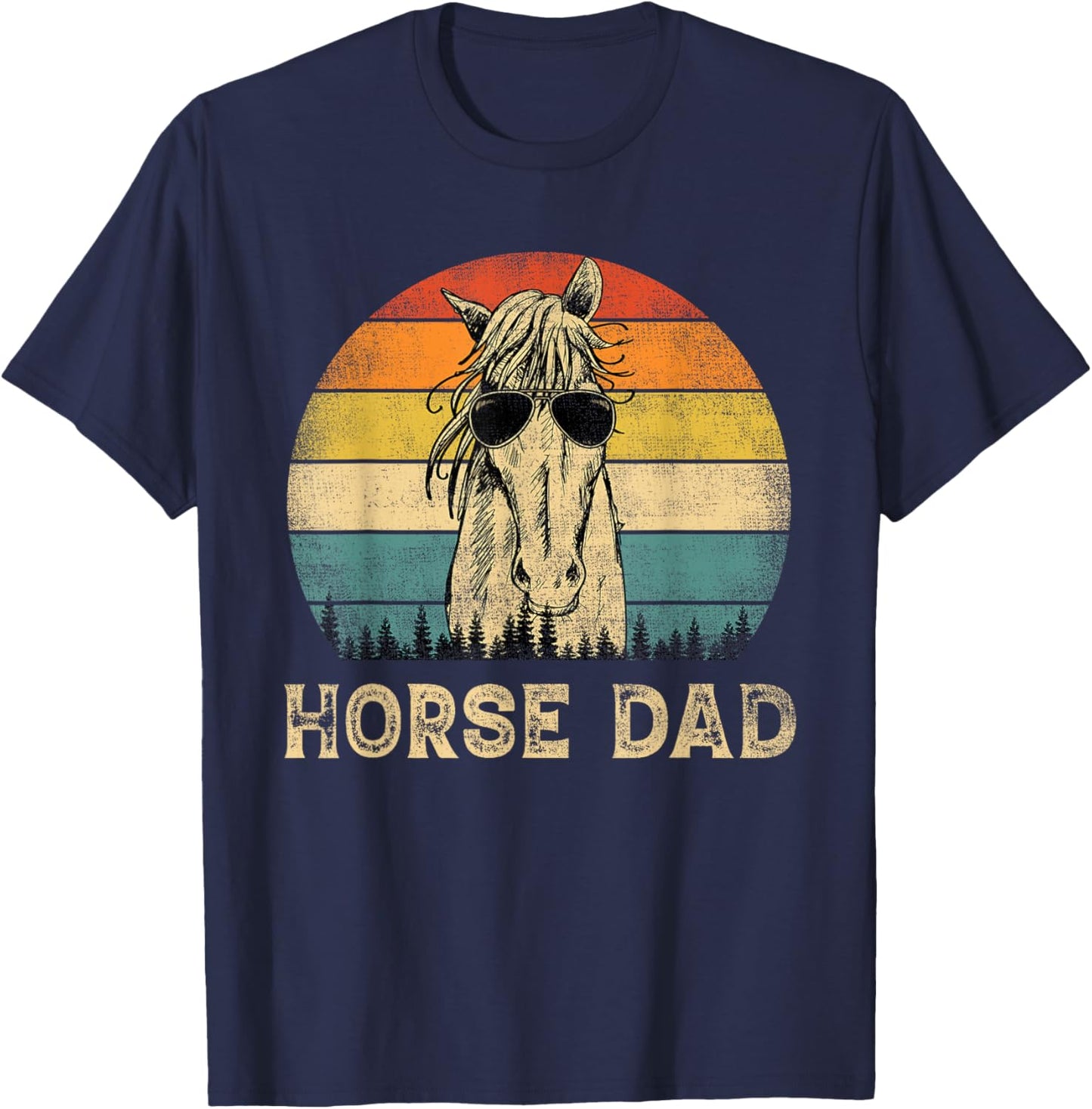 Vintage Horse Dad Horse Lovers Daddy Father's Day T-Shirt - T-Shirt | Navy