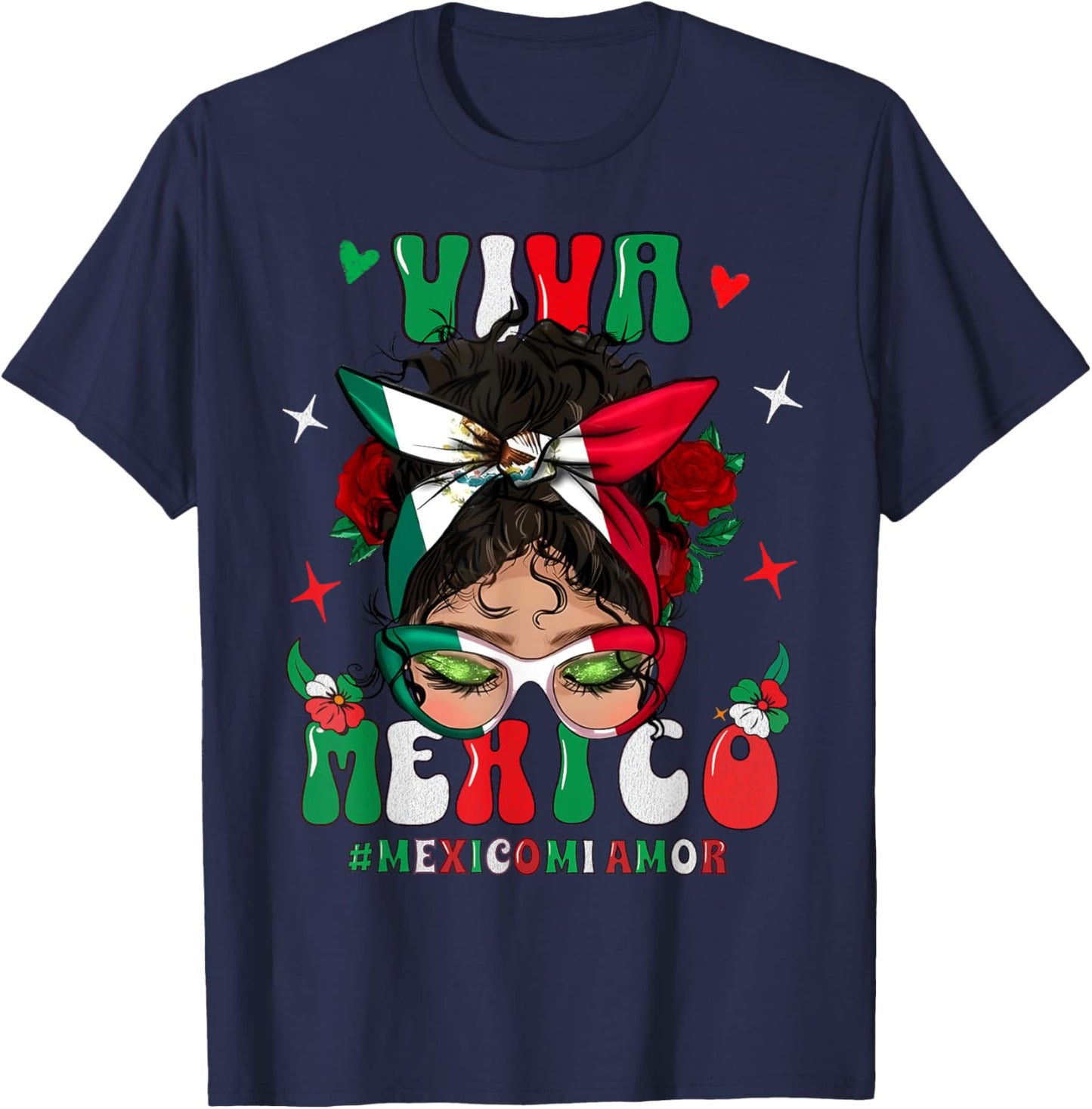 Viva Mexico Apparel Mexican Flag Kids Girl Women Pride T-Shirt - T-Shirt | Navy