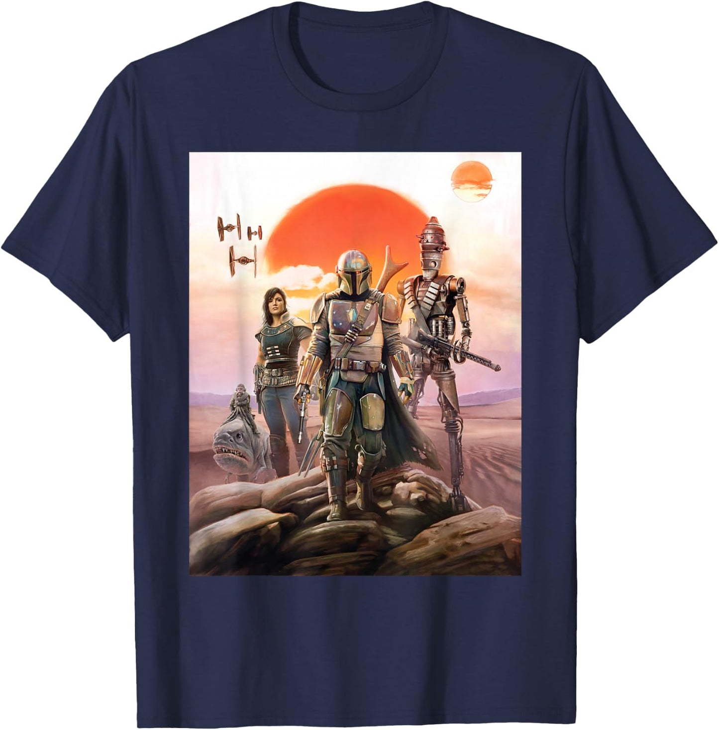 Star Wars The Mandalorian Group Poster T-Shirt - T-Shirt | Navy