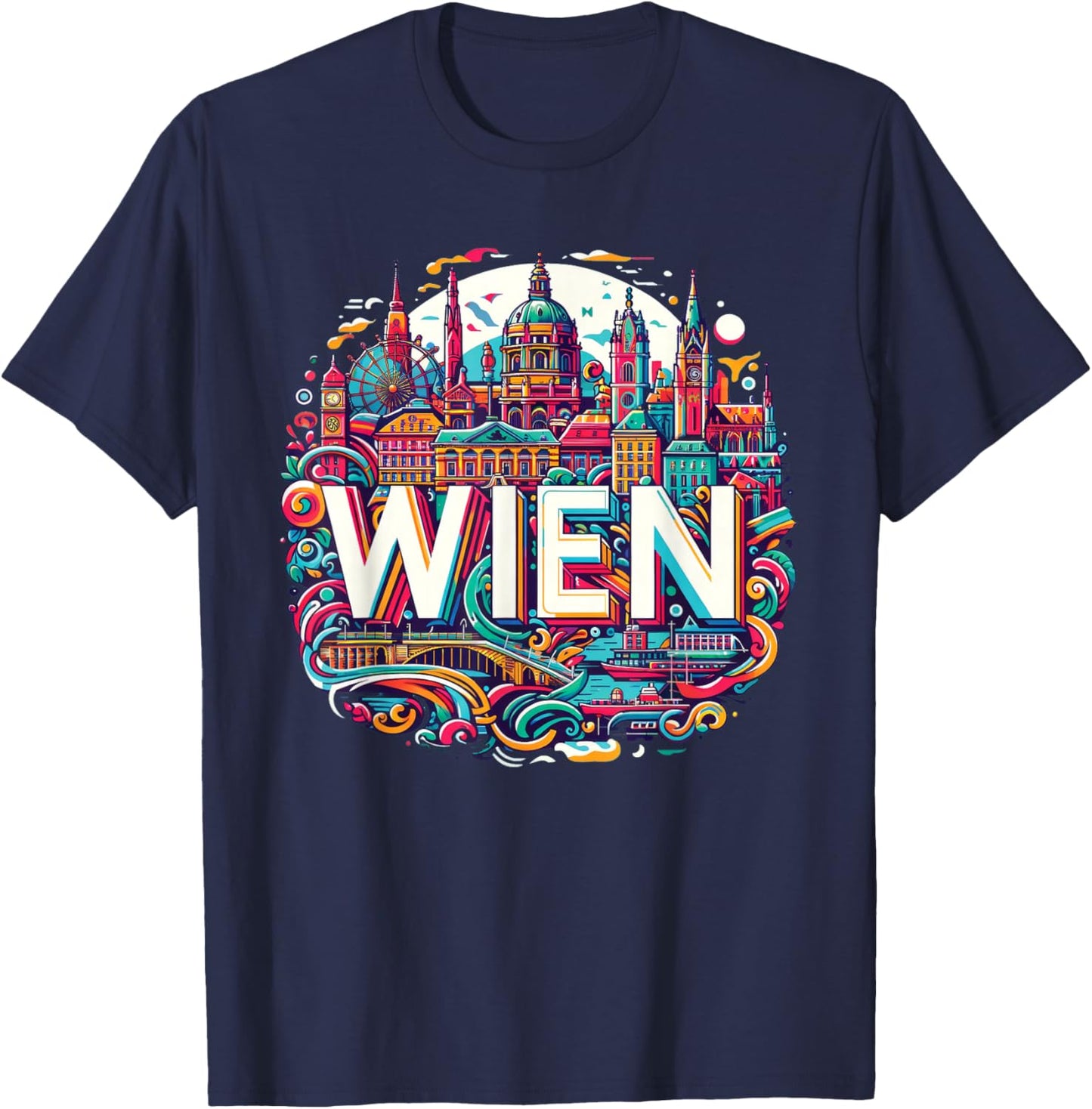 Vienna Austria Wien Souvenir Art T-Shirt - T-Shirt | Navy