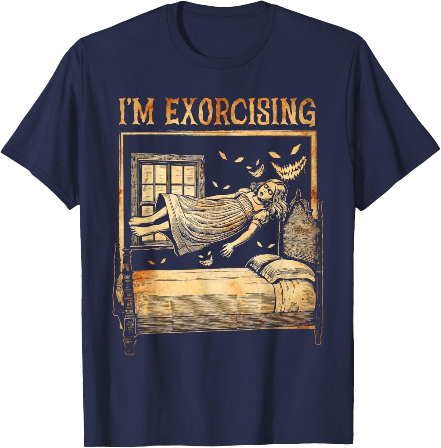 Halloween Fitness Horror Ghost I'm Exorcising Funny Gym T-Shirt - T-Shirt | Navy