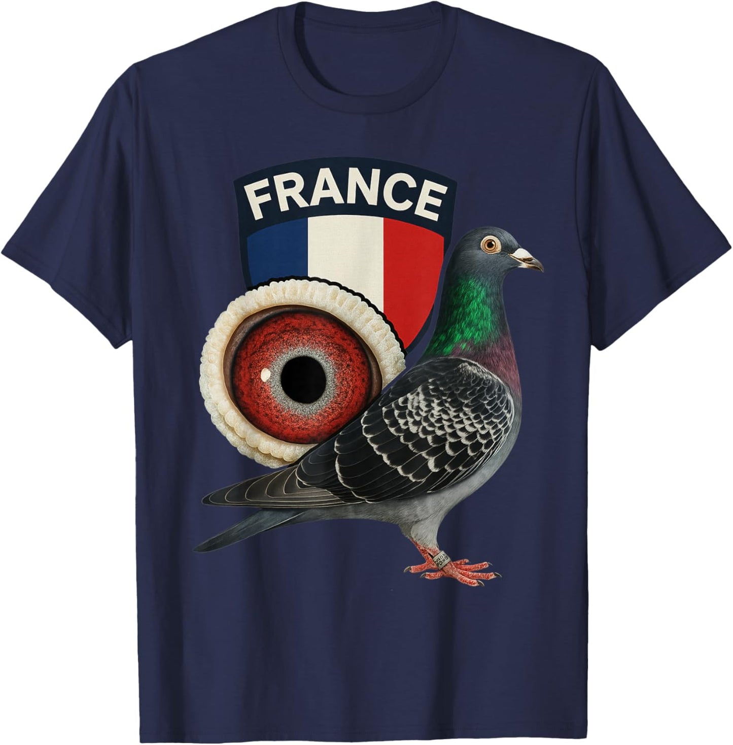 Colombophile Flag of France Pigeon Traveler Pigeons T-Shirt - T-Shirt | Navy