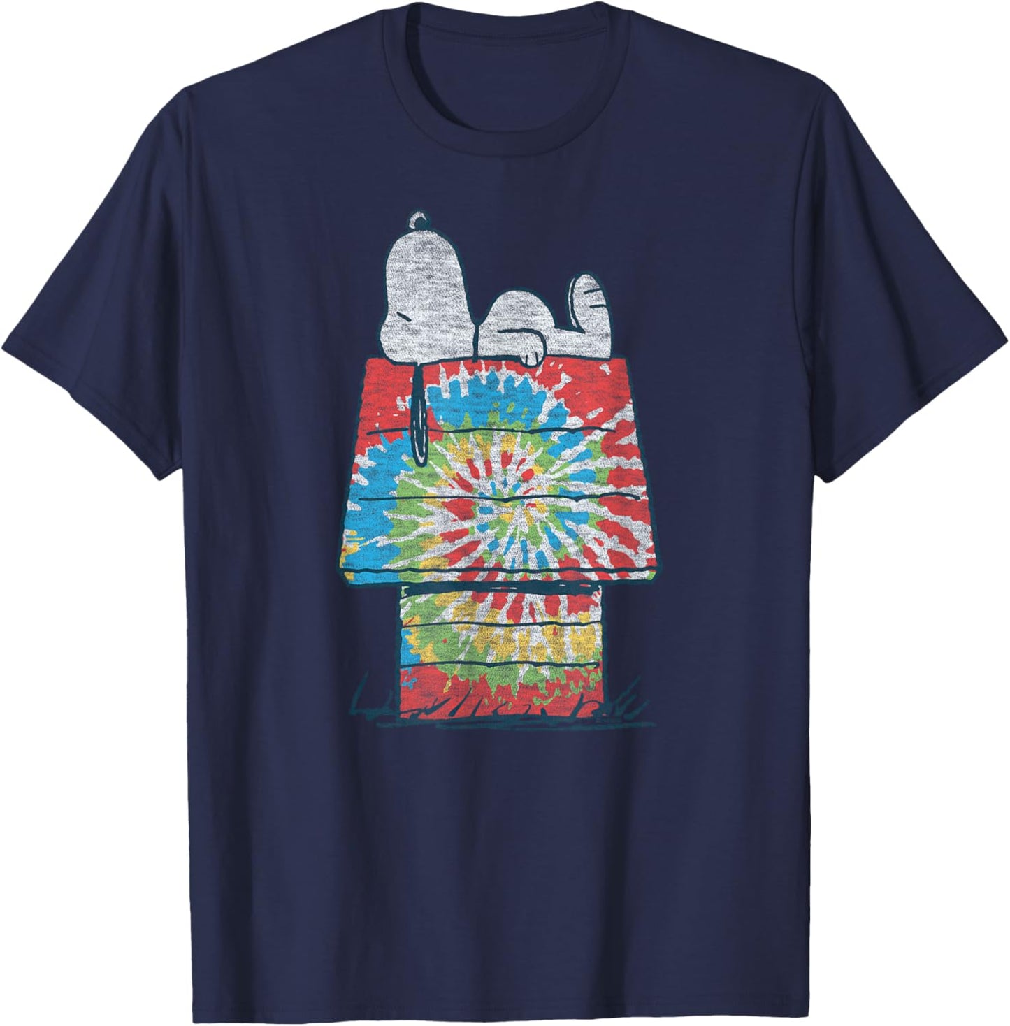 Peanuts - Snoopy Tie Dye House T-Shirt - T-Shirt | Navy