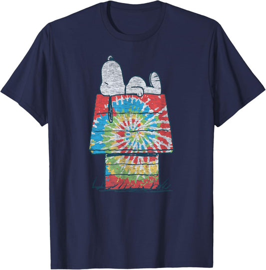 Peanuts - Snoopy Tie Dye House T-Shirt - T-Shirt | Navy