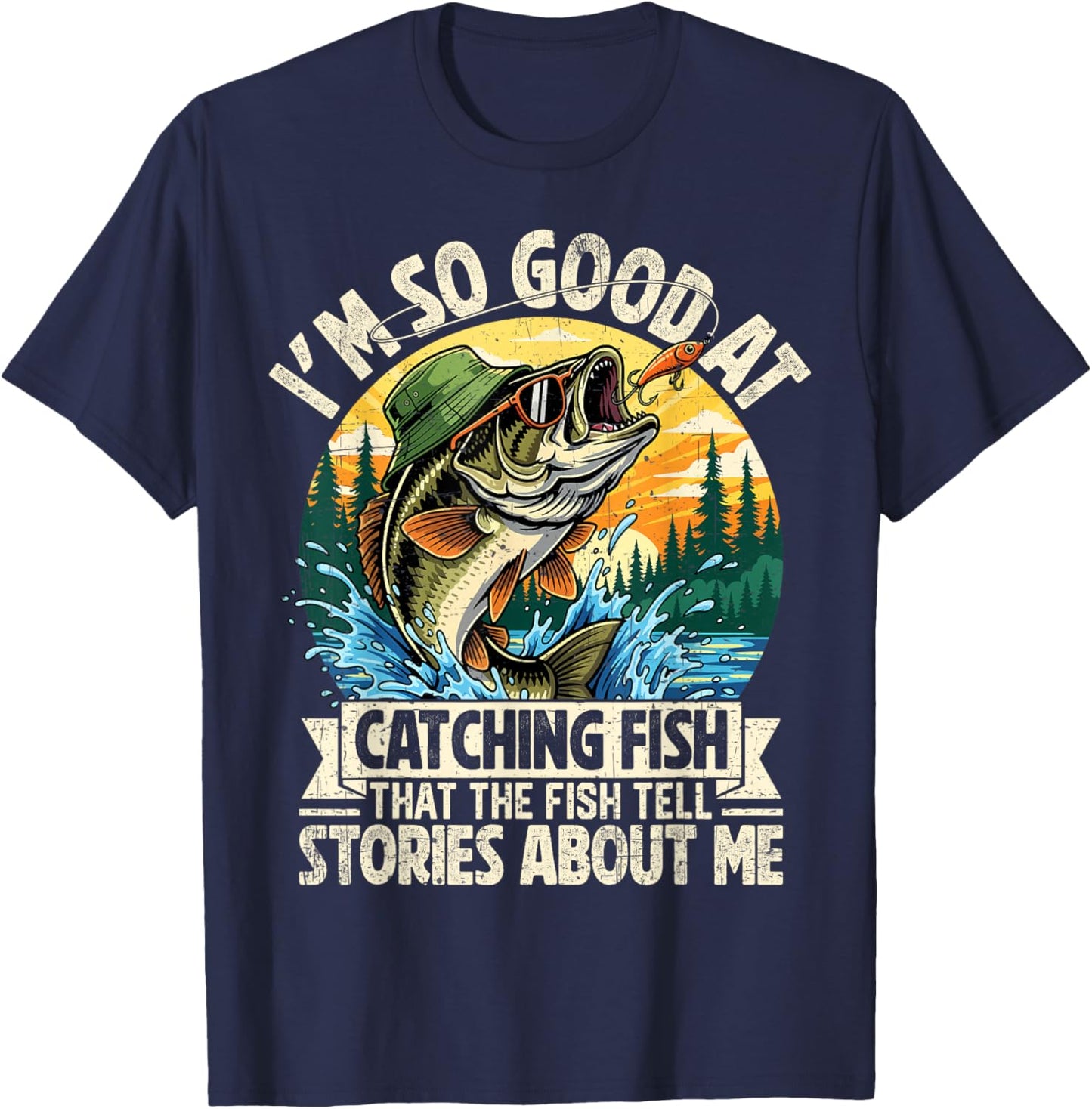 Funny Fishing Shirt Women Fisherman Bass Graphic T-Shirt - T-Shirt | Navy