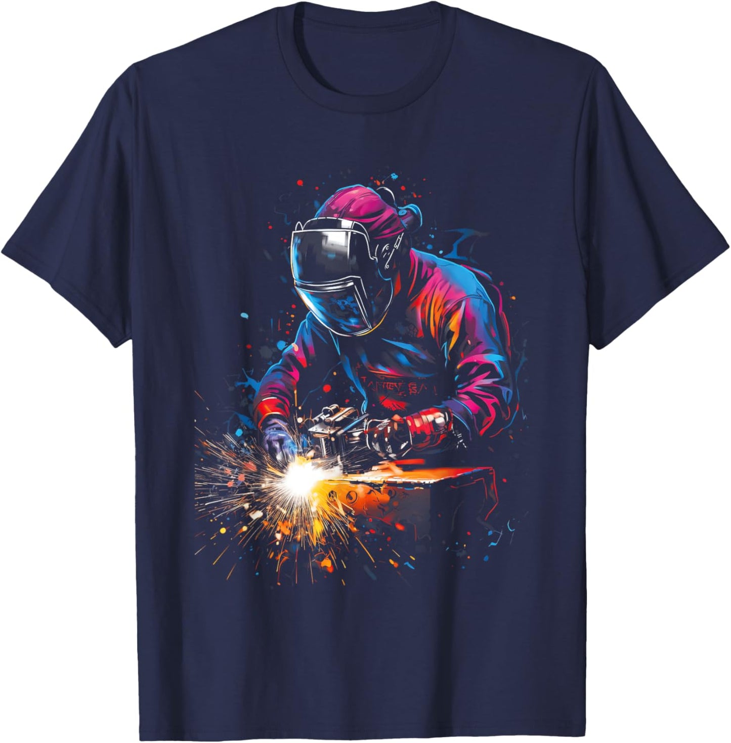 Colorful Metalwork Art Worker Metal Men T-Shirt - T-Shirt | Navy