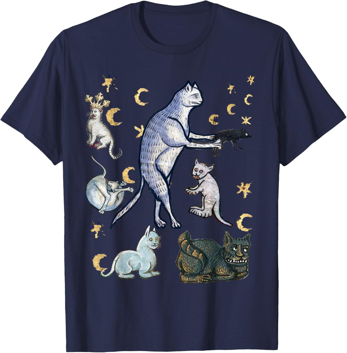 Ugly Medieval Cats T-Shirt - T-Shirt | Navy