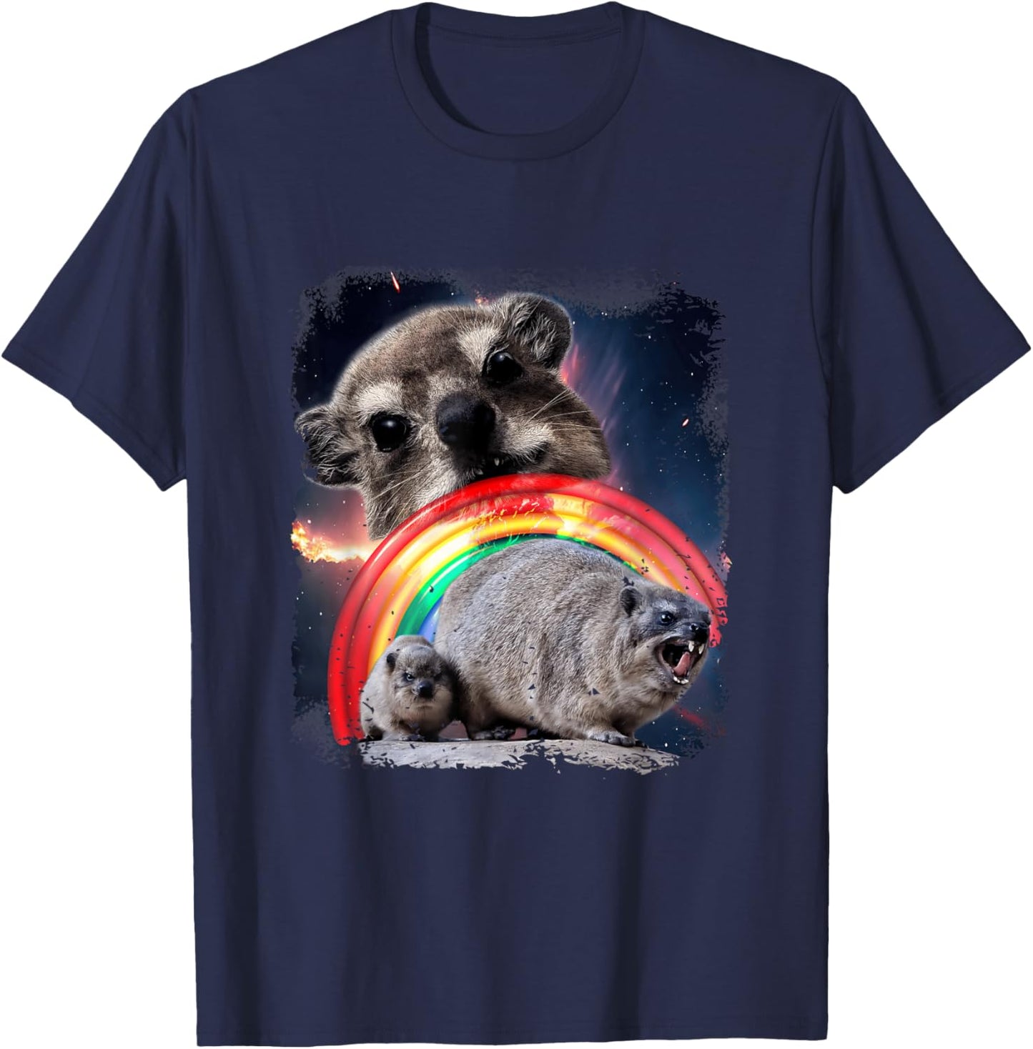 Ugly Funny Meme Retro Animal , Black, S T-Shirt - T-Shirt | Navy