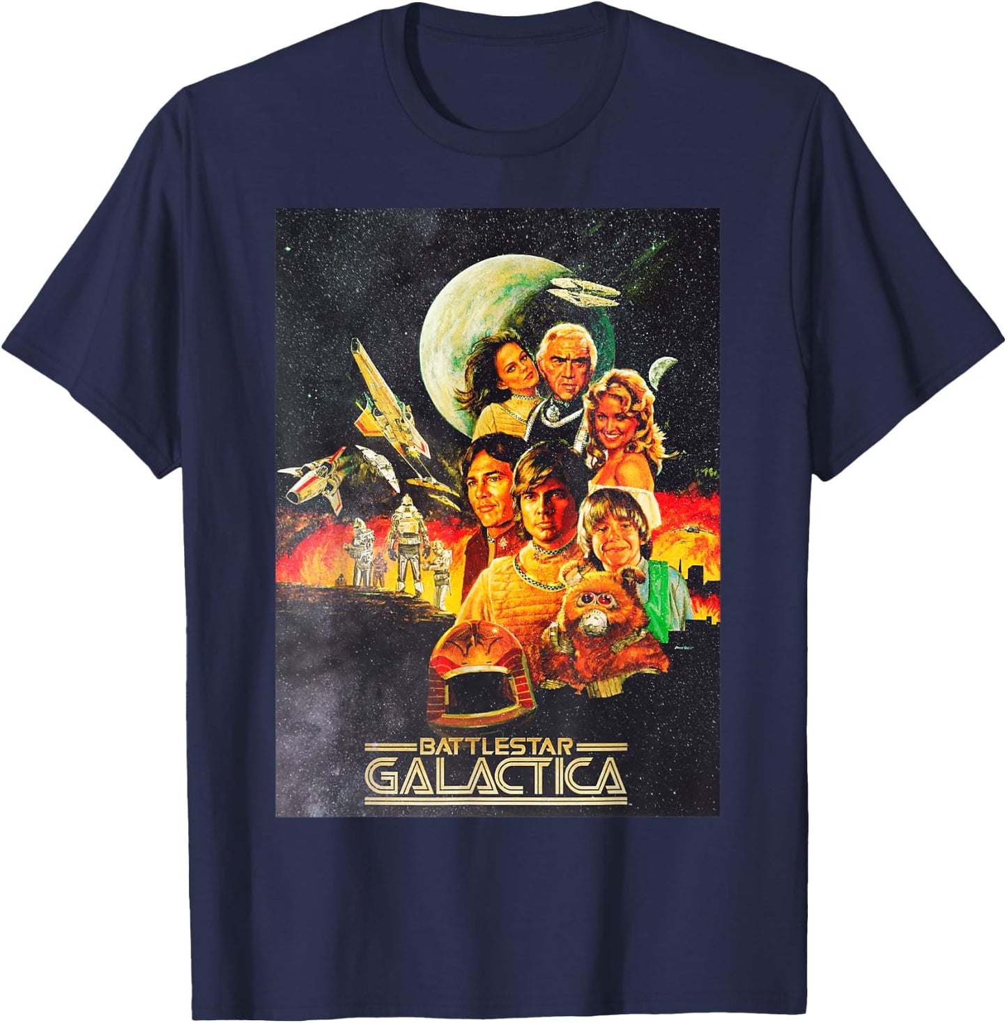 Battlestar Galactica Vintage Poster T-Shirt - T-Shirt | Navy