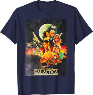 Battlestar Galactica Vintage Poster T-Shirt - T-Shirt | Navy