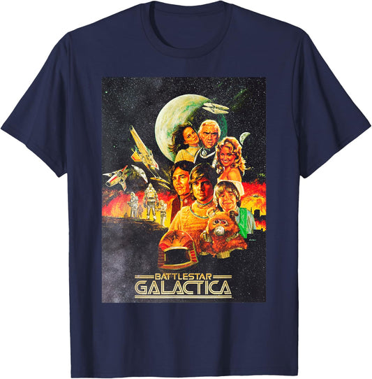 Battlestar Galactica Vintage Poster T-Shirt - T-Shirt | Navy