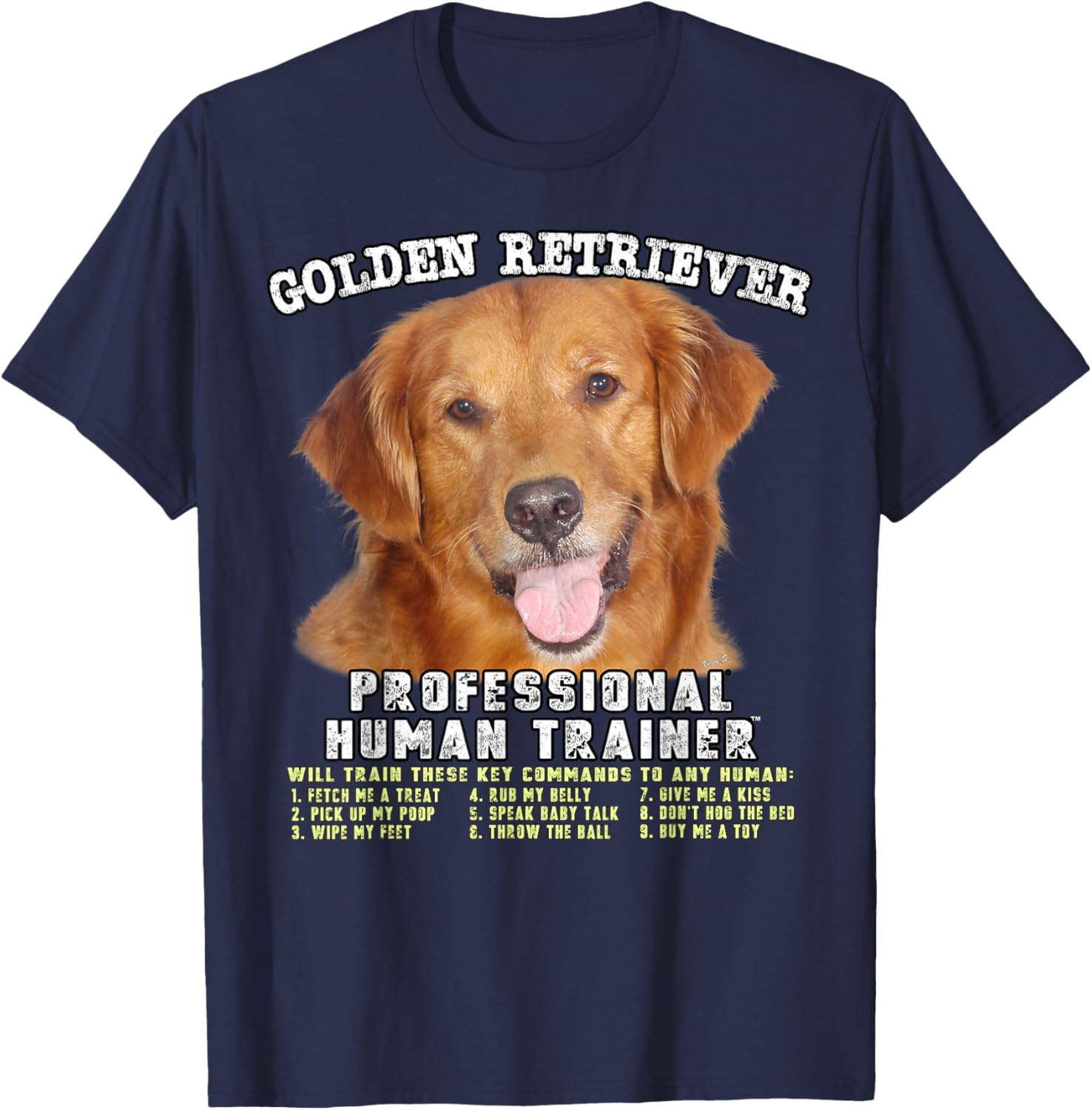 Golden Retriever Professional Human Trainer T-Shirt - T-Shirt | Navy