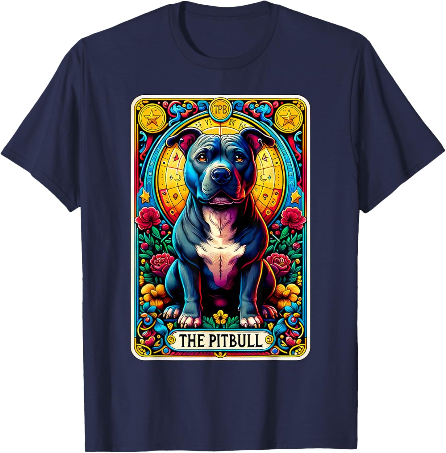 The Pitbull Tarot Card Dog Lover American Pit Bull Terrier Women Kids T-Shirt - T-Shirt | Navy