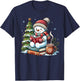 Snowman Reading Book Lovers Christmas Librarian Bookworm T-Shirt - T-Shirt | Navy