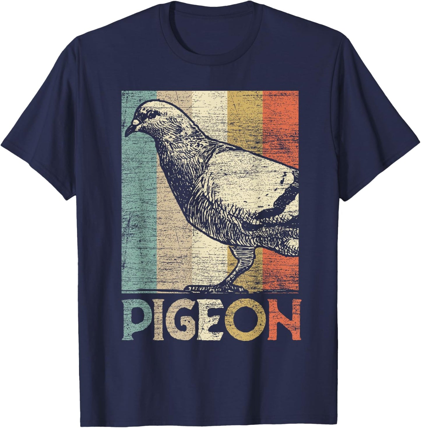 Retro Pigeon T-Shirt - T-Shirt | Navy