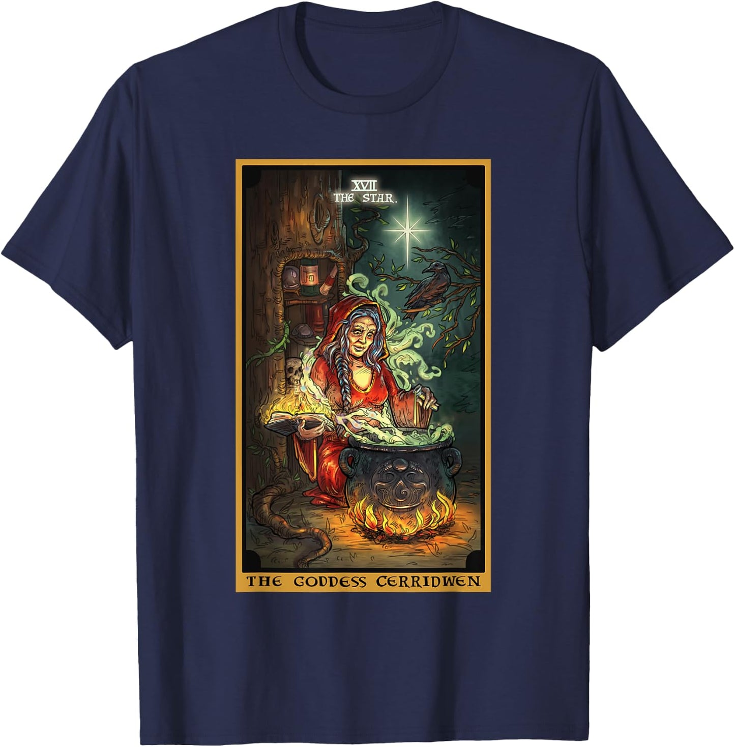The Goddess Cerridwen The Star Tarot Card Wiccan Pagan Witch T-Shirt - T-Shirt | Navy