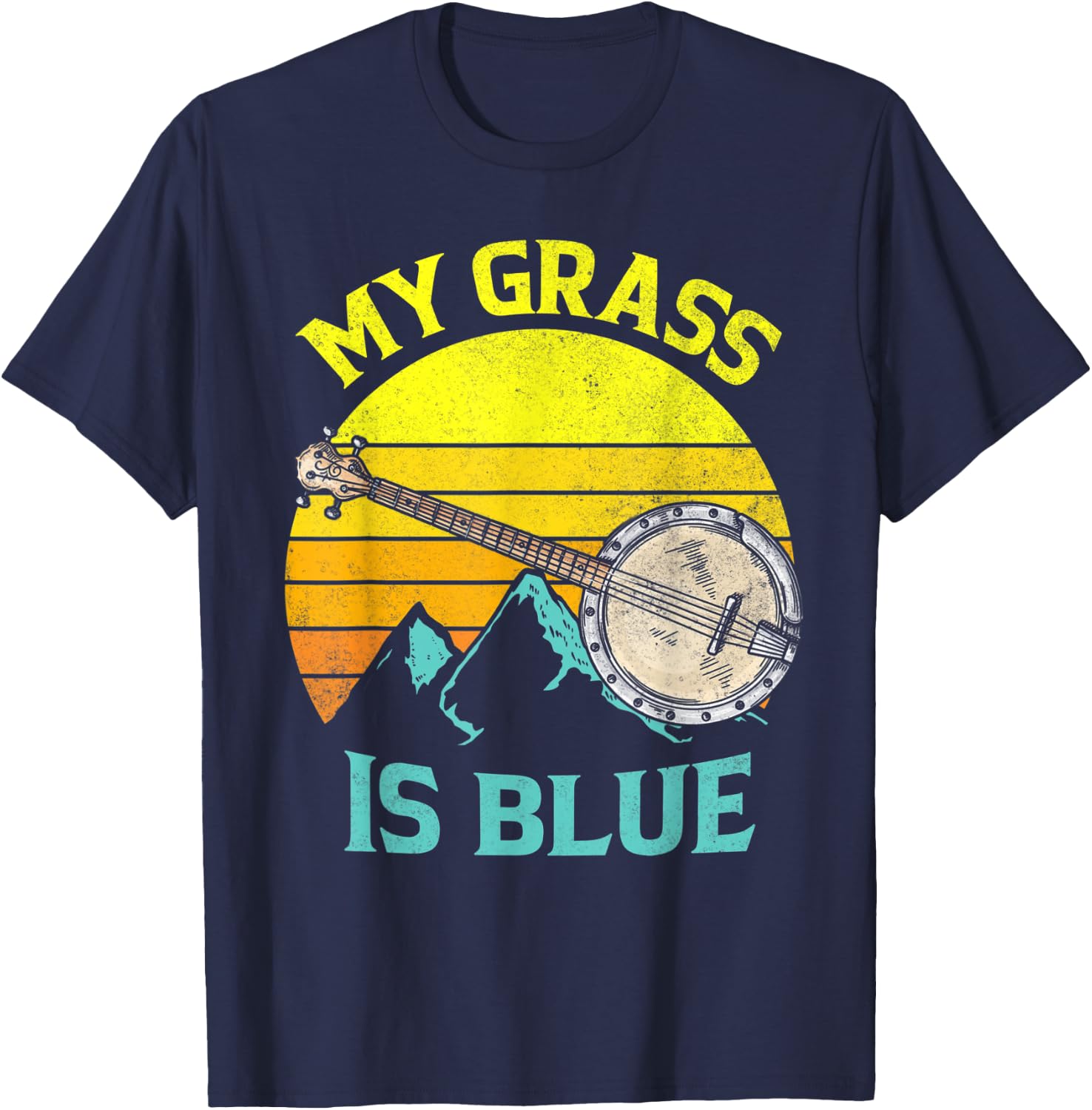 Banjo Vintage Bluegrass Music Fans Banjo Player Gift T-Shirt - T-Shirt | Navy
