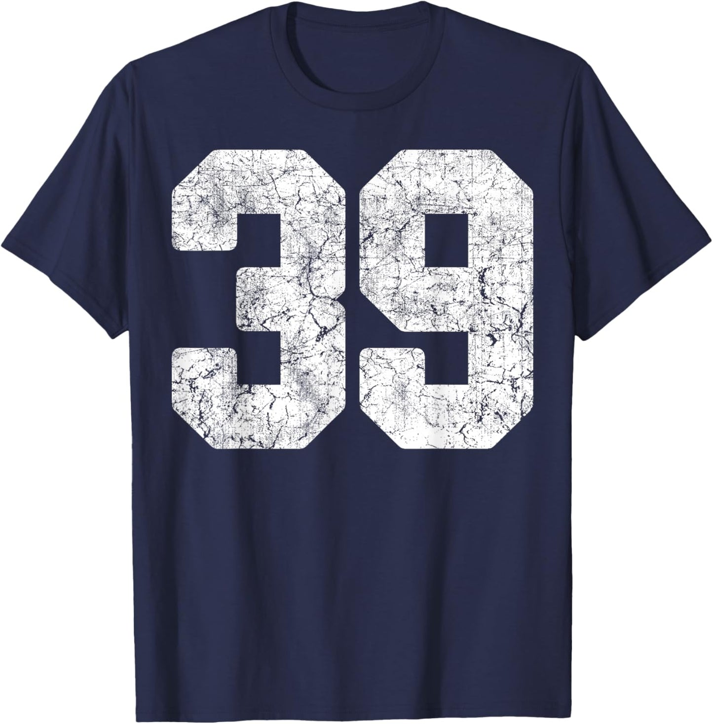 Distressed White Number 39 Jersey Player Uniform #39 Grunge T-Shirt - T-Shirt | Navy