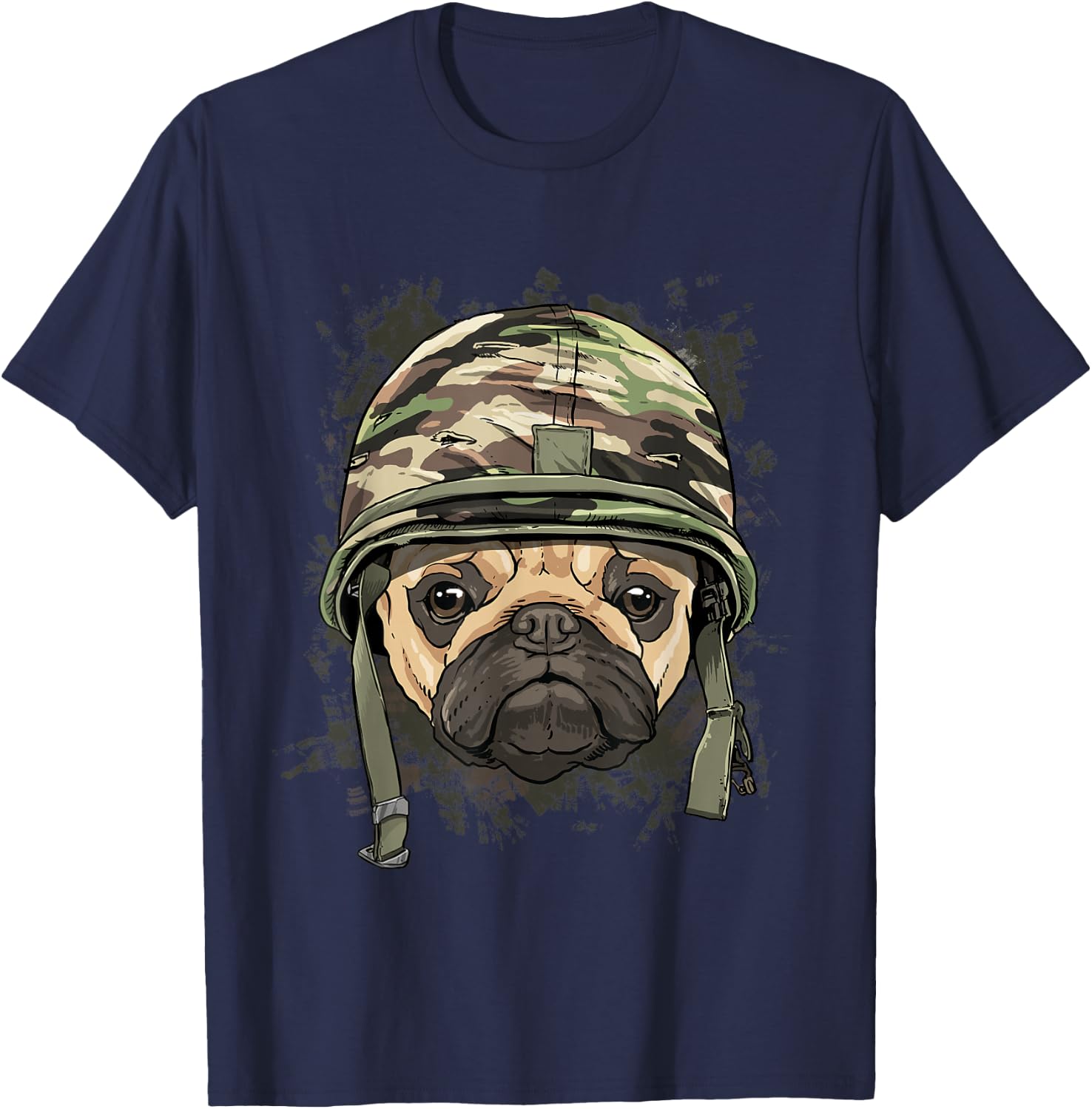 Pug Military Soldier Veterans Day Puppy Pet Pug Dog Lover T-Shirt - T-Shirt | Navy