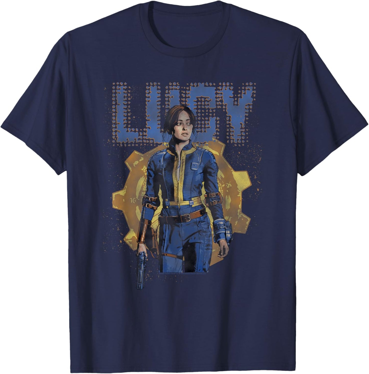 Fallout TV Series Lucy MacLean Halftone Vault 33 T-Shirt - T-Shirt | Navy
