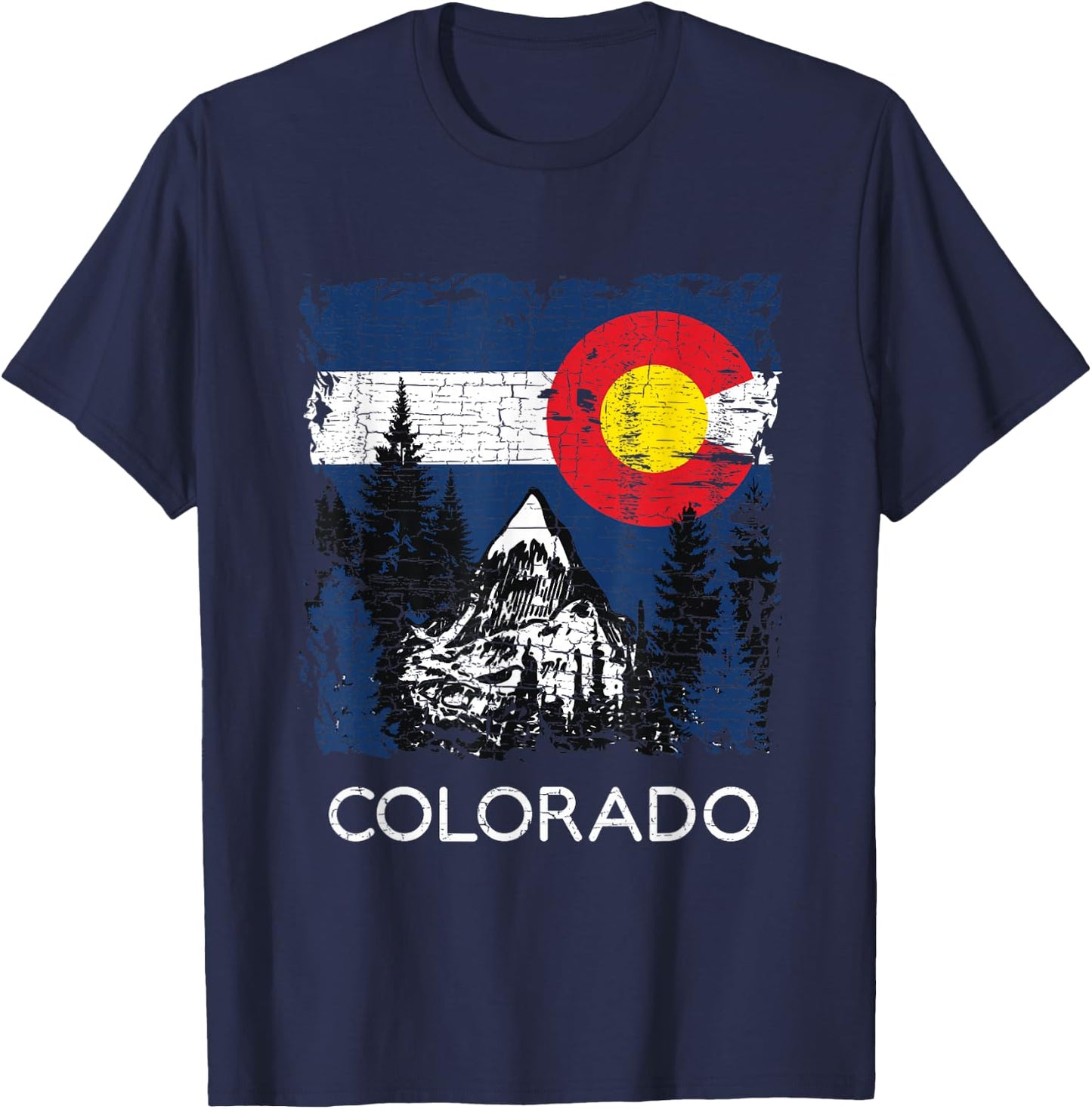 Colorado Flag Mountain T-Shirt - T-Shirt | Navy
