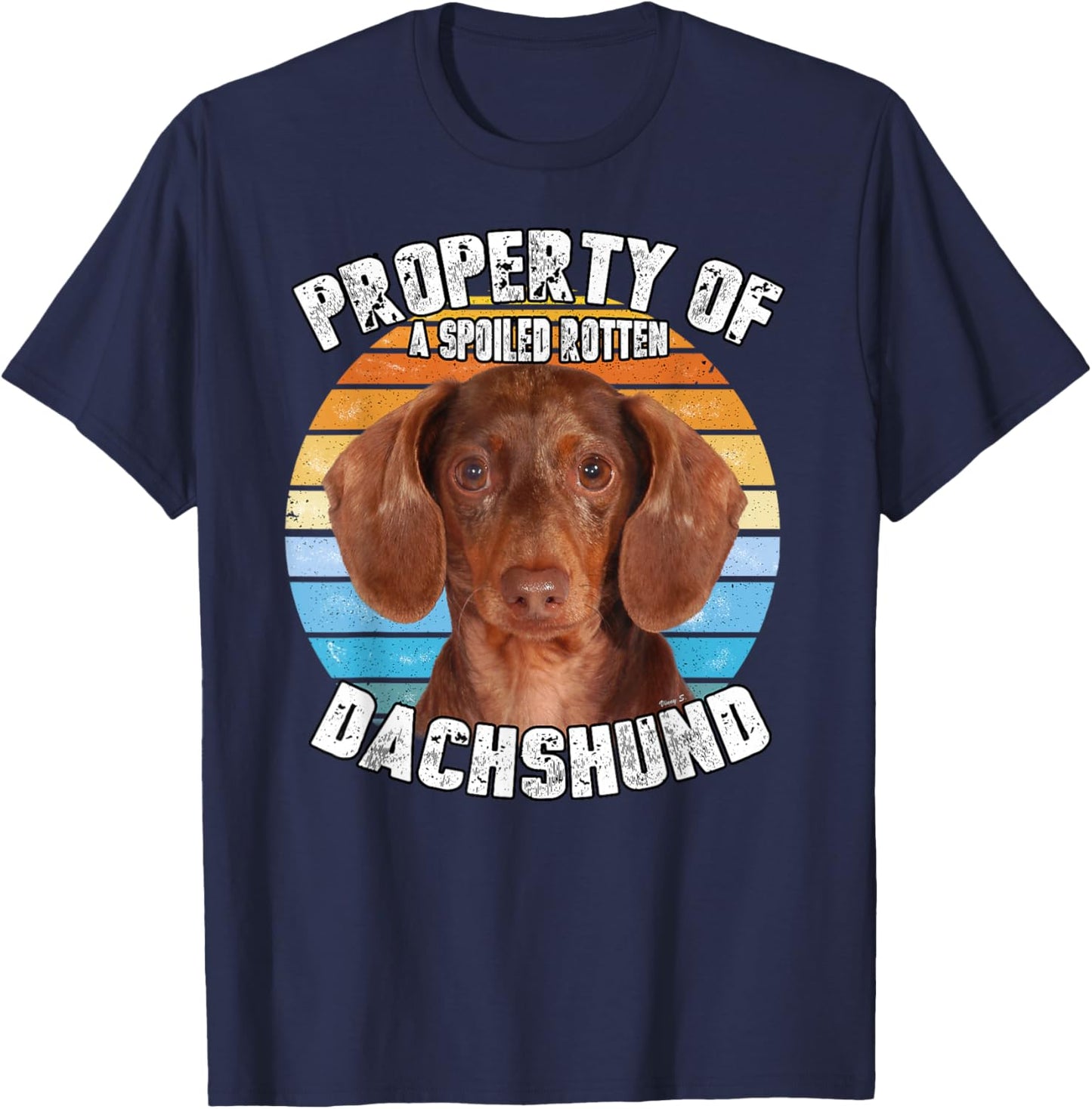 Dachshund Tan Owner Lover Property Of T-Shirt - T-Shirt | Navy