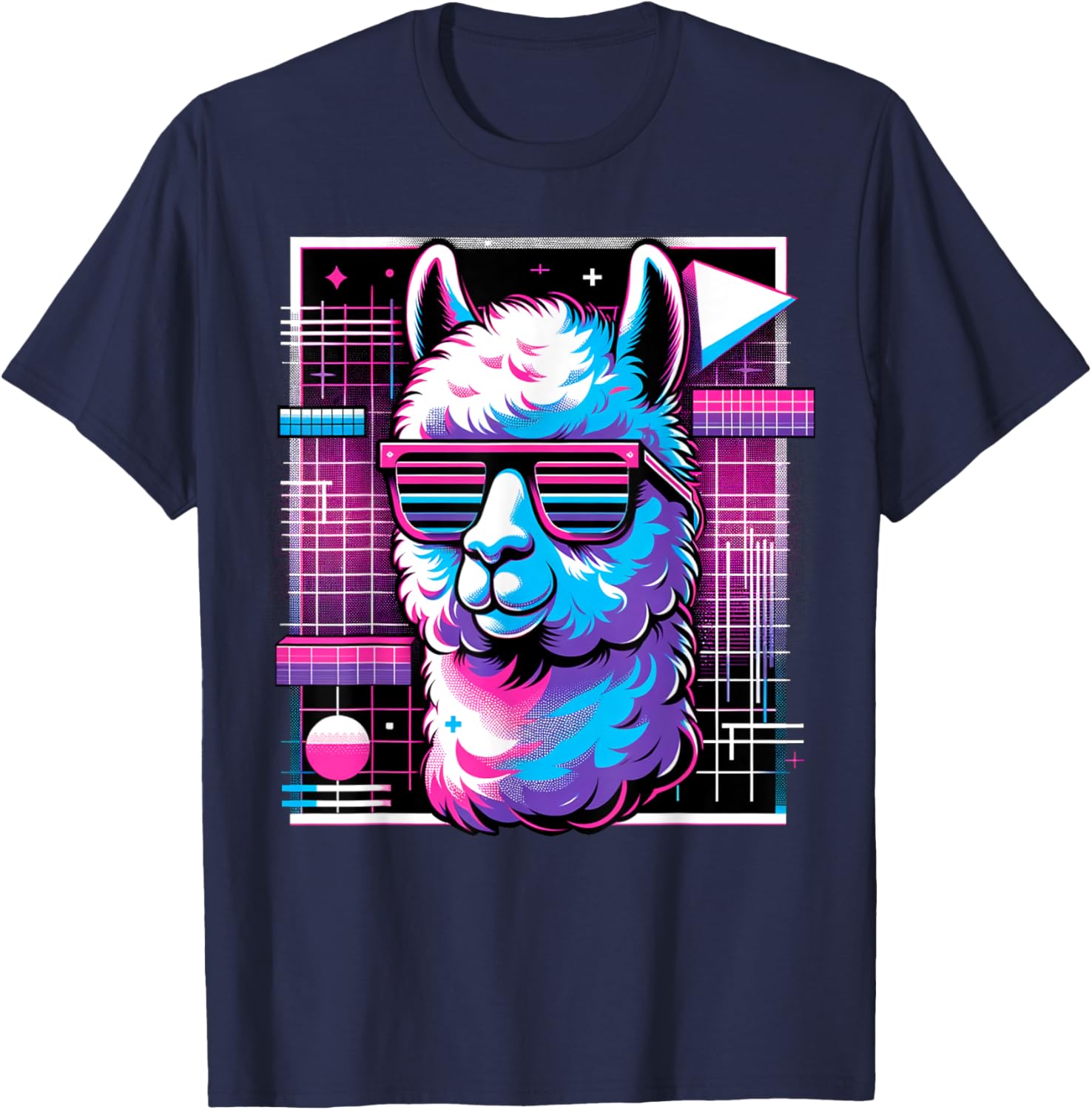 and Kids Vintage Retro Lama Alpaca Lover T-Shirt - T-Shirt | Navy