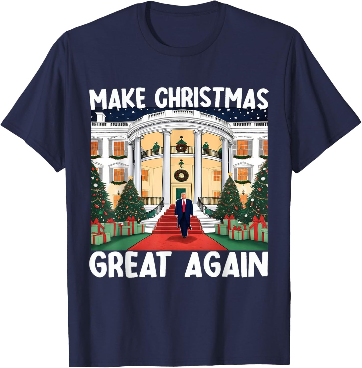 Trump Make Christmas Great Again Funny Xmas Pajama Men Women T-Shirt - T-Shirt | Navy