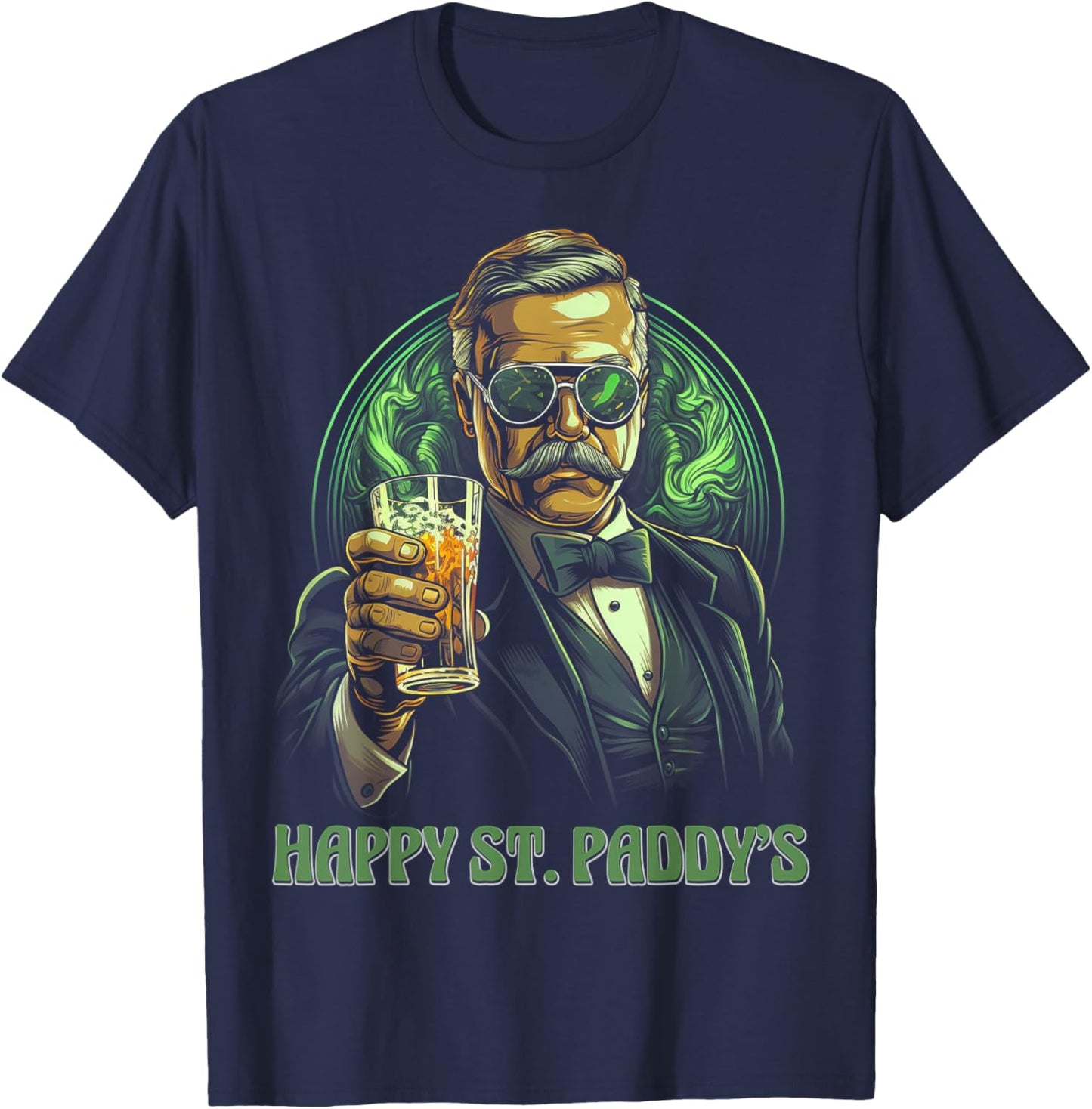 Saint St Patricks Day Theodore Teddy Roosevelt Beer Drinking T-Shirt - T-Shirt | Navy