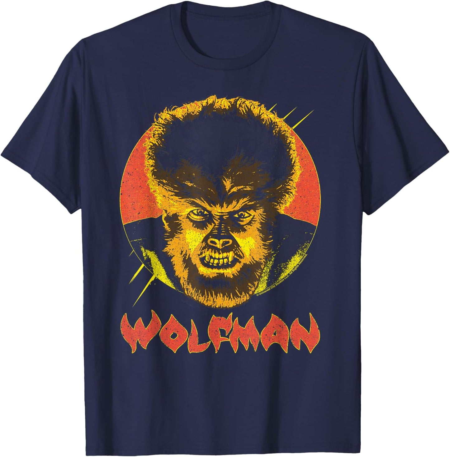 Universal Monsters The Wolfman Circle Portrait T-Shirt - T-Shirt | Navy