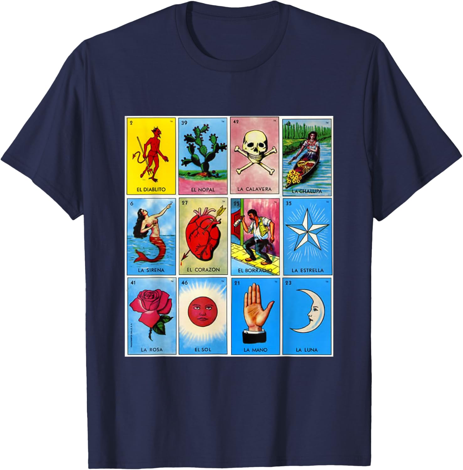 Mexican bingo card T-Shirt - T-Shirt | Navy