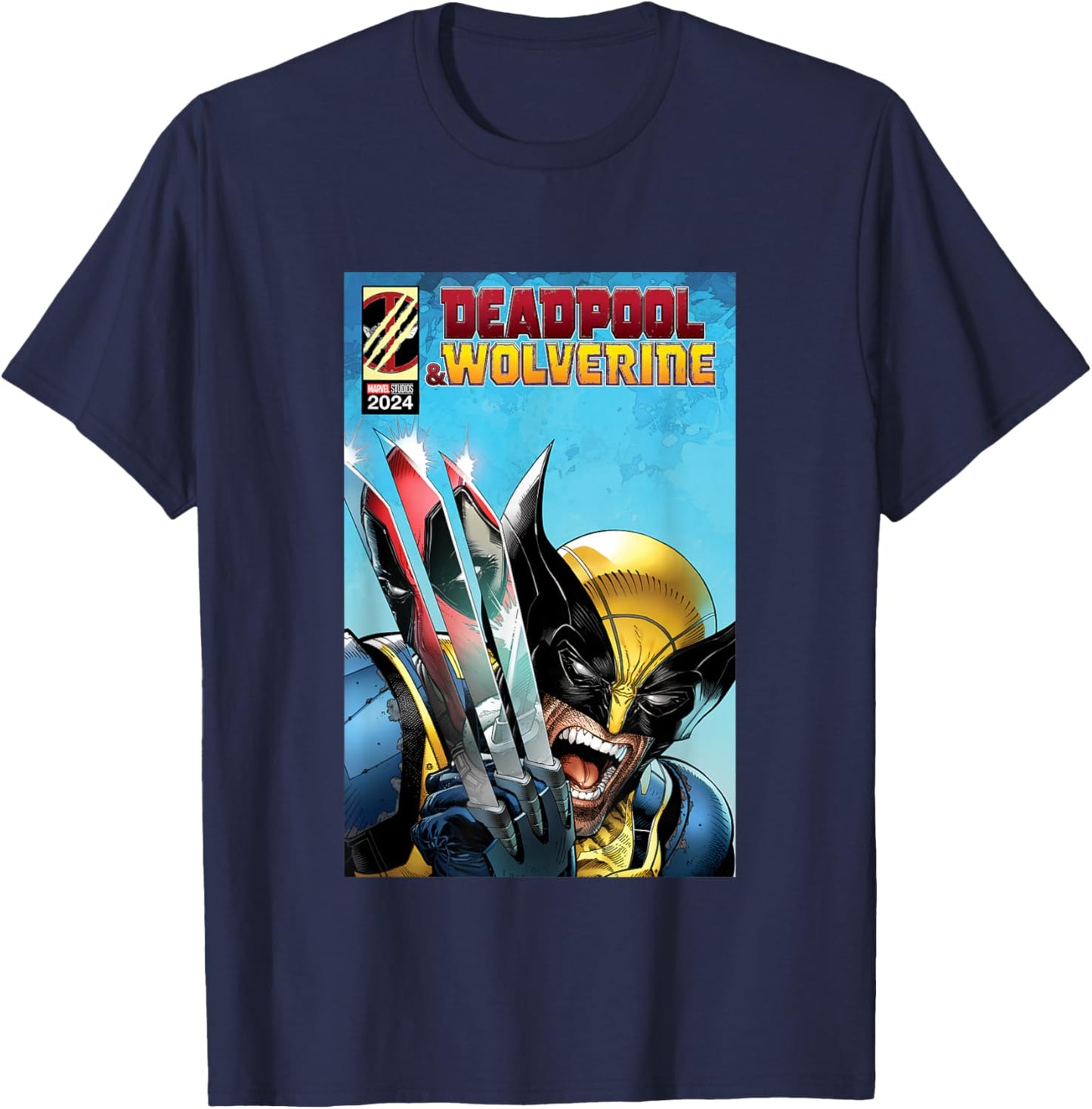 Marvel Studios Deadpool & Wolverine Comic Cover Homage A T-Shirt - T-Shirt | Navy