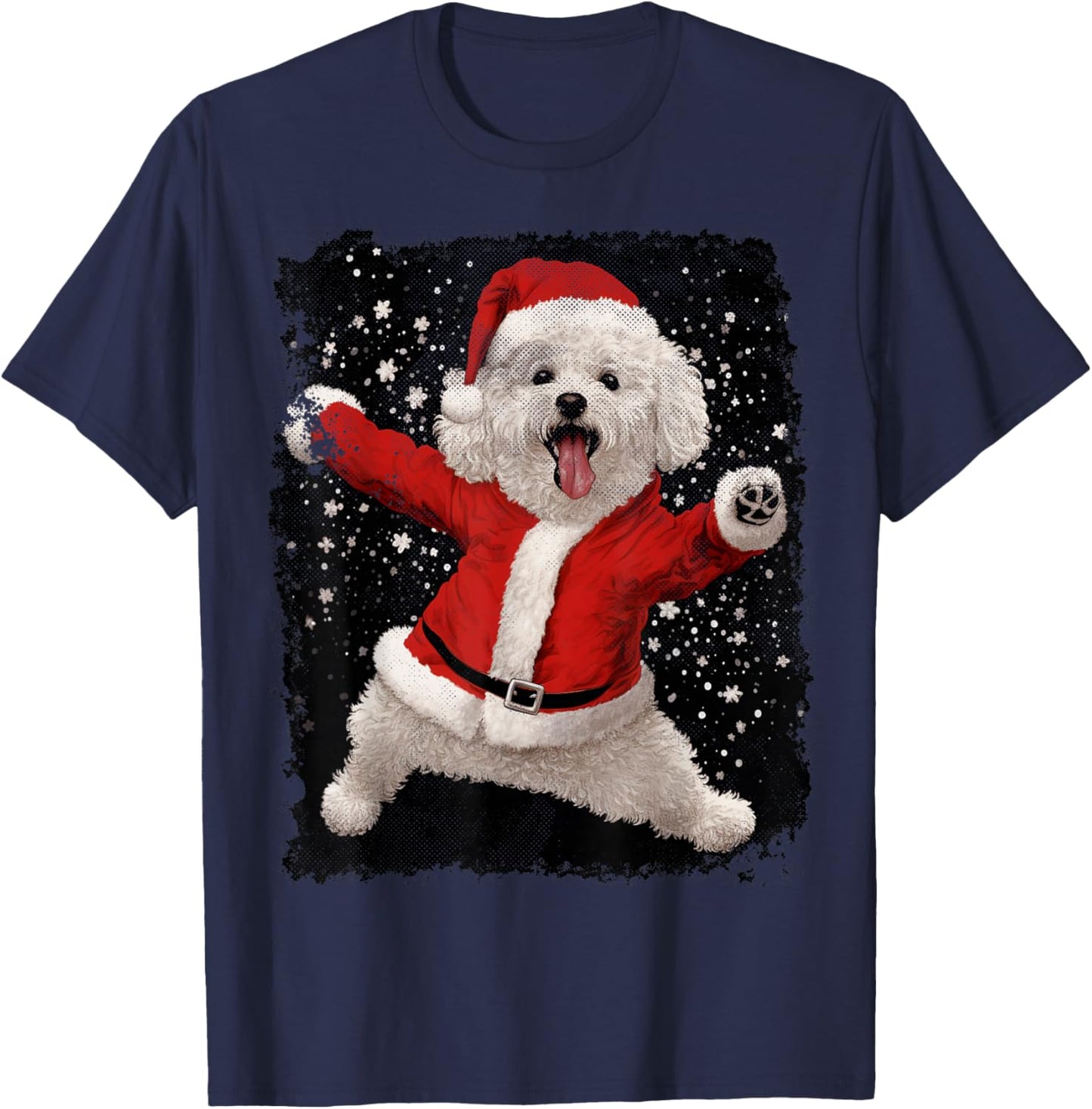 Bichon Frise Christmas T-Shirt - T-Shirt | Navy