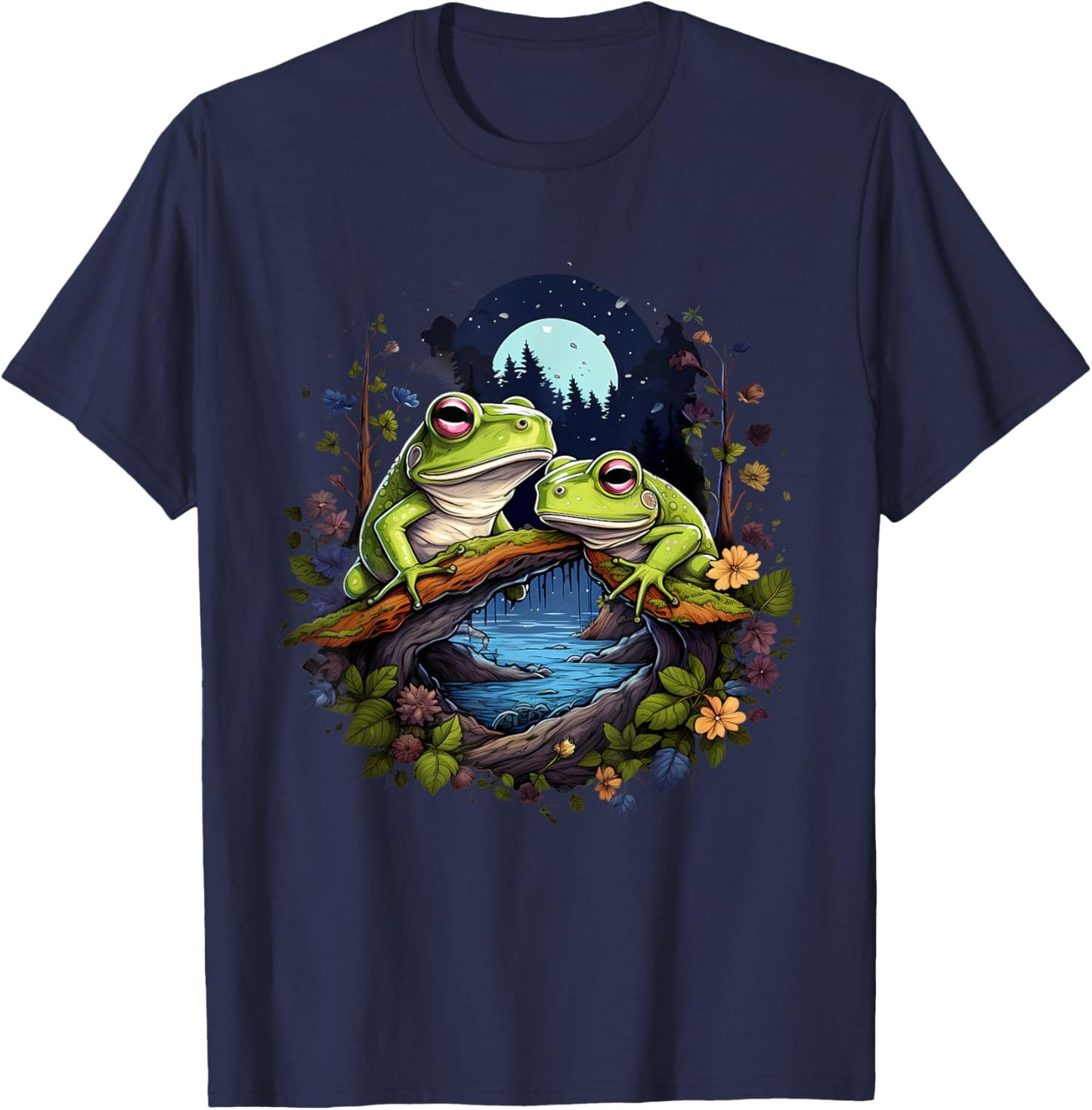 Frog Artwork Nature Forest Animal Lovers Wildlife Toad T-Shirt - T-Shirt | Navy