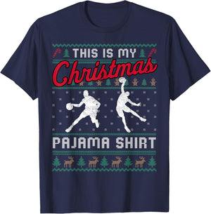 This Is My Christmas Pajama Basketball Ugly Sweater Funny T-Shirt - T-Shirt | Navy